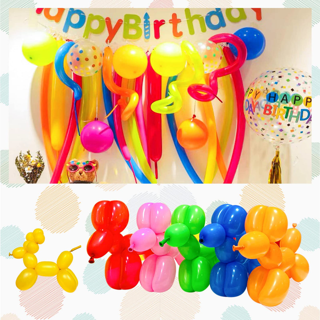 Blue Magic Modelling Balloons - 260 Pack Shiny Thick Latex for Balloon Animals, Baby Boy's Birthday or Shower