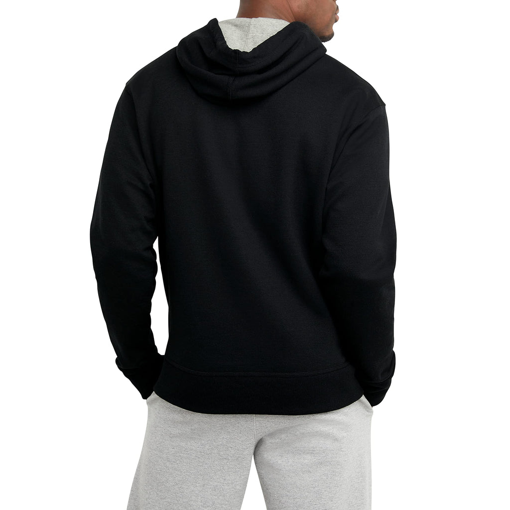 Champion Men's Pullover Graphic Fleece Hoodie, Standard Fit, Midweight Fleece, Classic Script Logo, Available in Regular and Big & Tall, Black, Medium