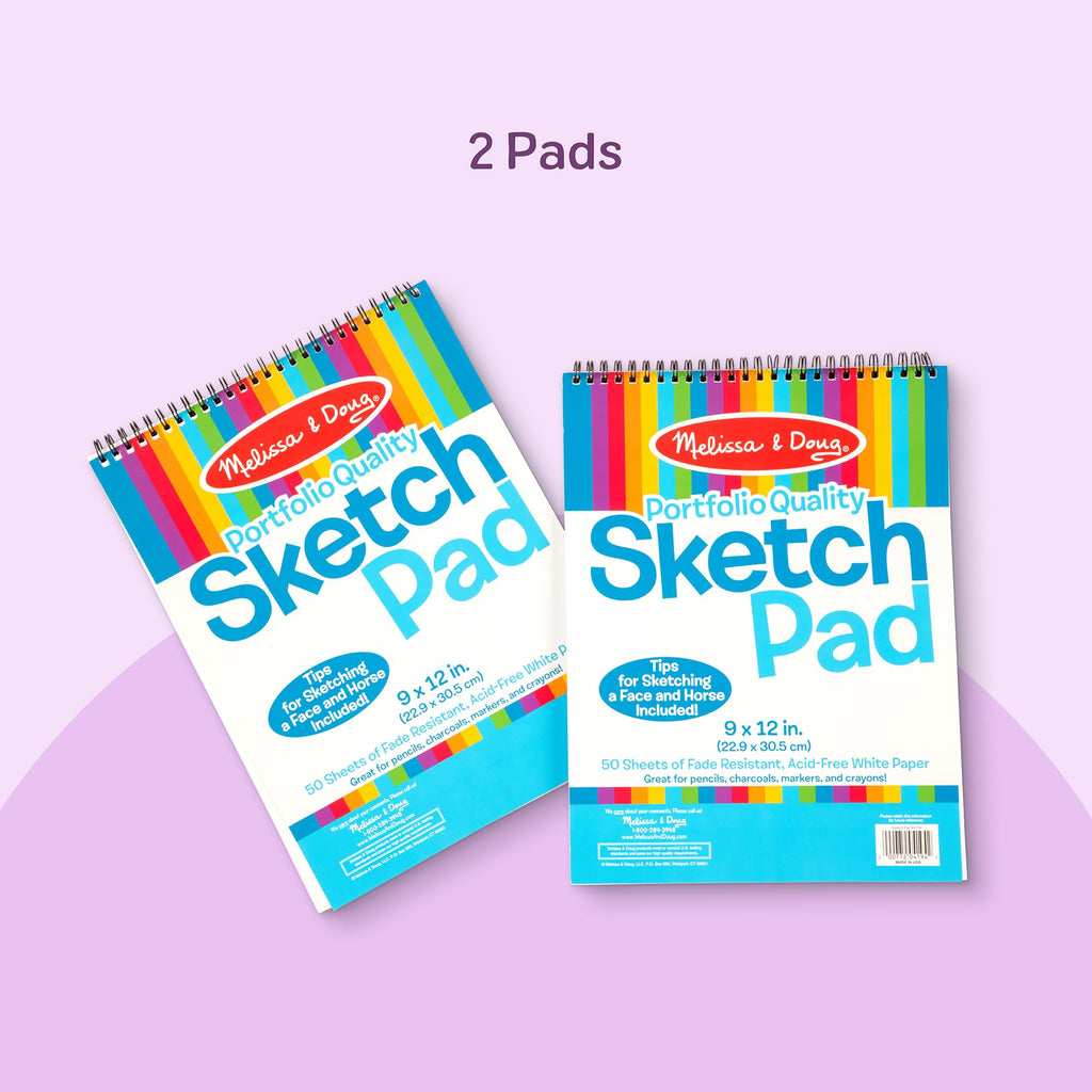 Melissa & Doug Drawing Paper, Sketch Pad, 2-Pack Bundle for Coloring, Writing or Painting (9 x 12 inches) - 50 Sheets Each, Kids Drawing Pad & Art Supplies for Kids Ages 3+ - FSC Certified