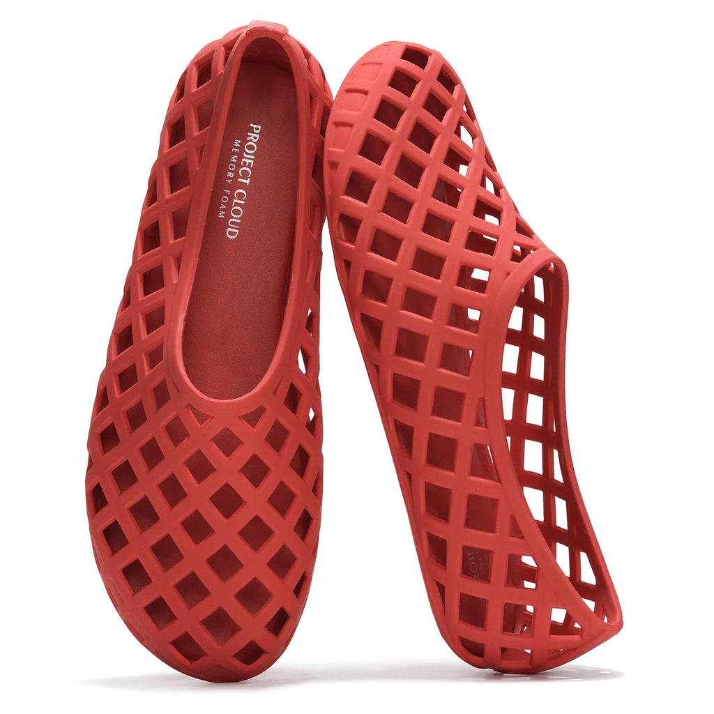 Project Cloud Jelly Shoes Women - Lightweight & Water-Resistant Women's Flats Sandals - Non Slip Womens Shoes - Perfect Summer Jelly Flats for Women 2026 (Jellz, RED, 7.5)