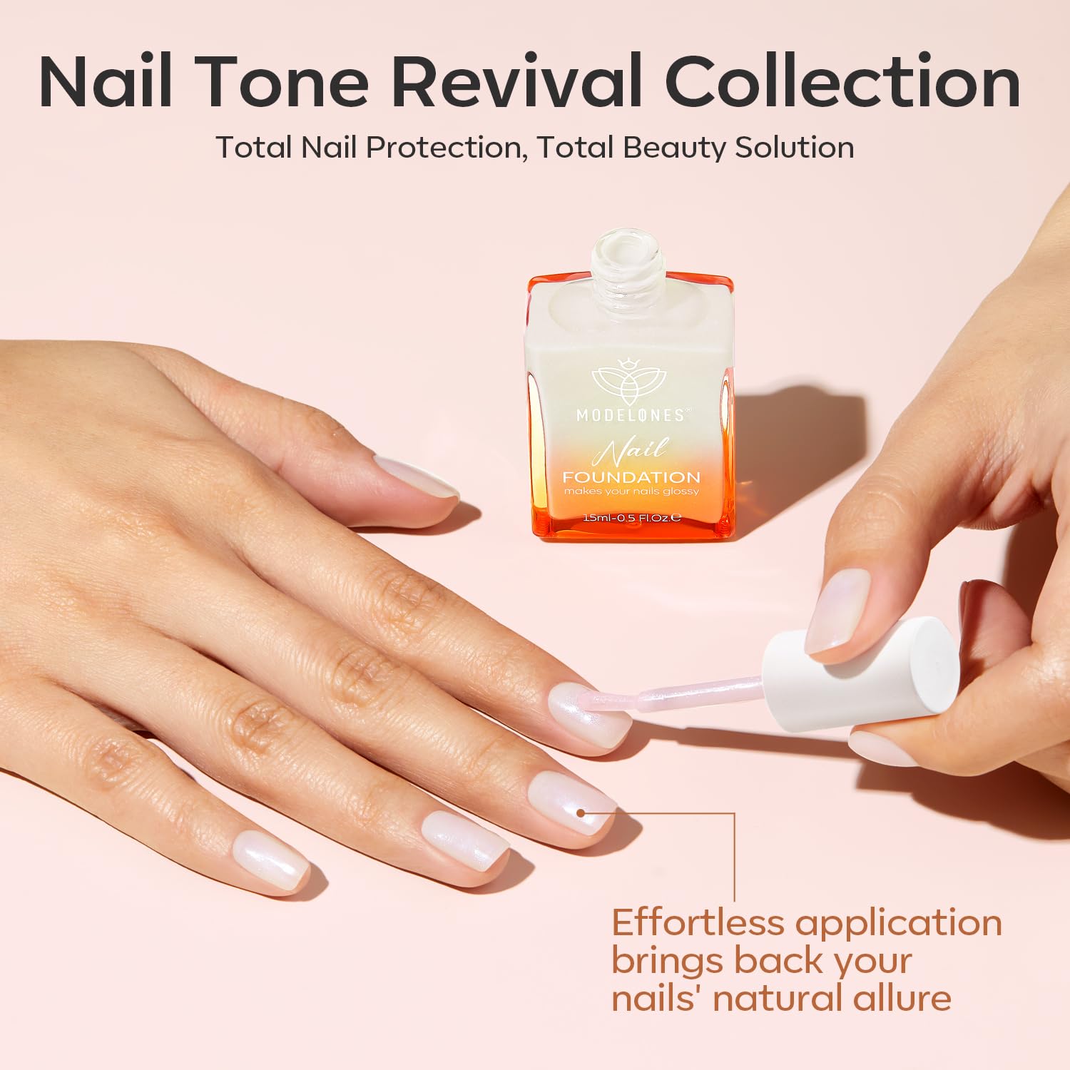modelones Nail Strengthener, Milky White Nail Polish Nail Repair for Damaged Nails Hardener Air Dry Nail Growth Polish Natural Nail Concealer Foundation Gifts for Women 15ml