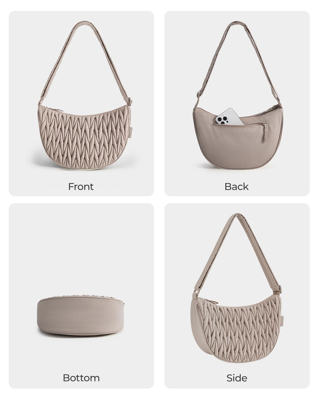 BAGSMART Crescent Crossbody Bag for Women Men Trendy, Medium Crossbody Hobo Bag with Adjustable Strap and Inner Pockets