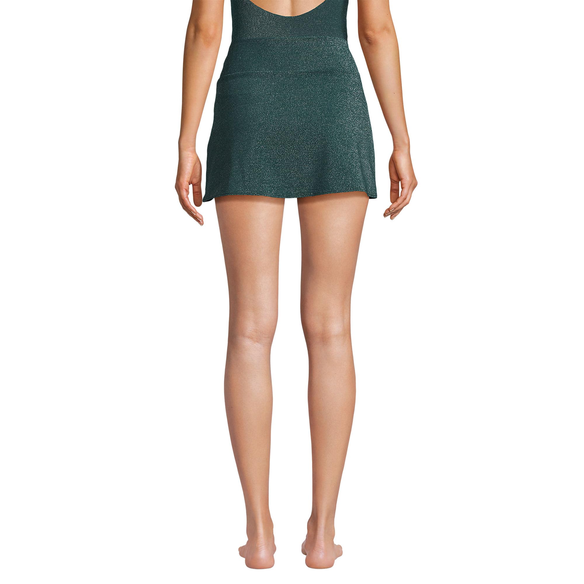Lands' End Women's Chlorine Resistant Shine Twist Front Mini Swim Cover-up Skirt X-Small Deep Balsam Shine