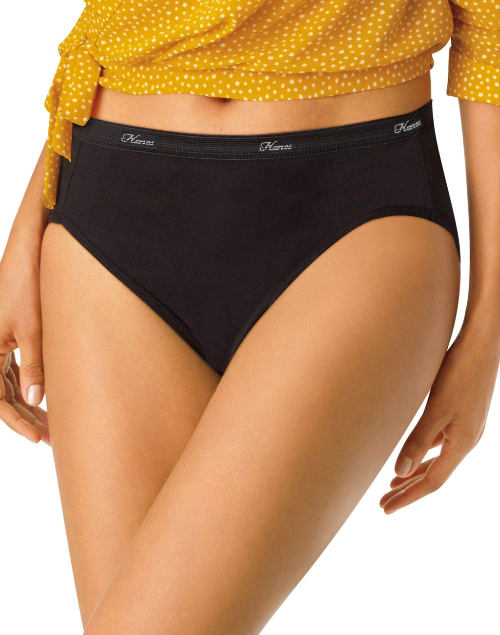 Hanes womens Cotton Brief Underwear, 10 Pack - Hi Cut Black, US