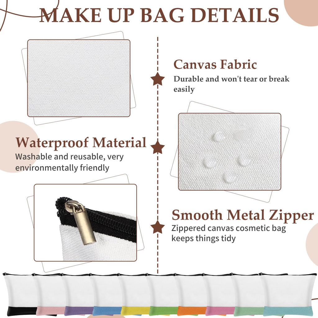 Sanwuta 20 Pcs Large Blank Canvas Tote Bags and Makeup Bags Blank Reusable Grocery Luggage Canvas Tote with Handles (Airy Pastel Pack)
