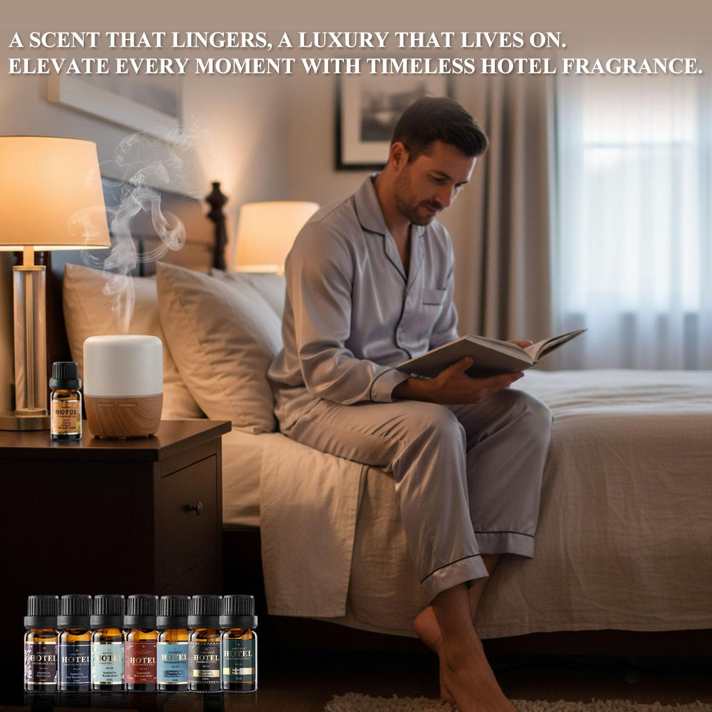 Hotel Diffuser Oil Gift Set - Inspired by 5-Star Hotel Fragrance Oil Set - My Way, White Tea,Baccarat,Four Seasons,Dubai,Beachfront Villa,Paris Coast