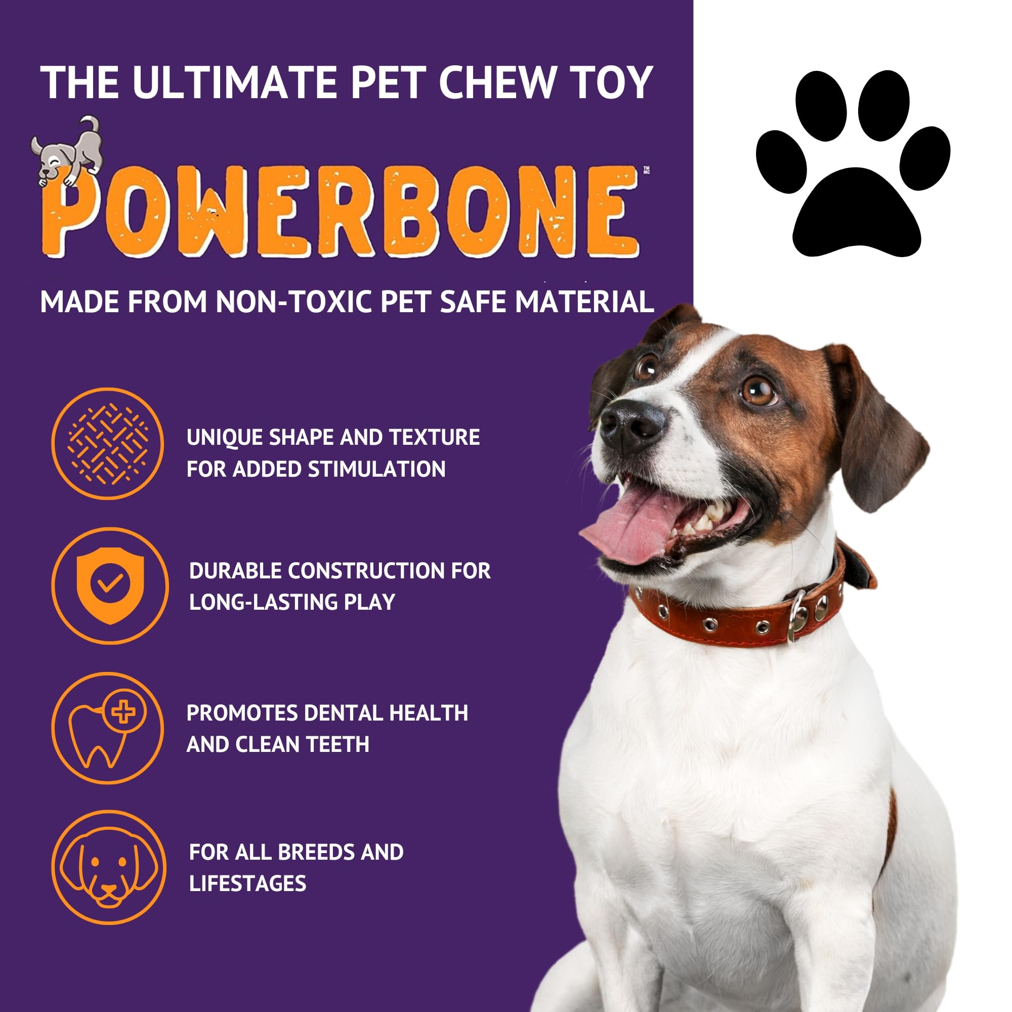 Powerbone Pet Chew Toy for Dogs - Durable, Non Toxic & Pet Safe - Best for Aggressive Chewers, Long Lasting Dental Health, Dog Teeth Cleaning, Dog Life Stages - Hockey Stick 12"