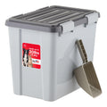 IRIS USA Stackable Dog Food Storage Container with 2 Cup Scoop, 4 Secure Latches, Fits up to 30 lbs, Pet Dry Food Bin, Gasket Seal Lid, BPA Free, Stackable, Easy Measure, Gray/Dark Gray