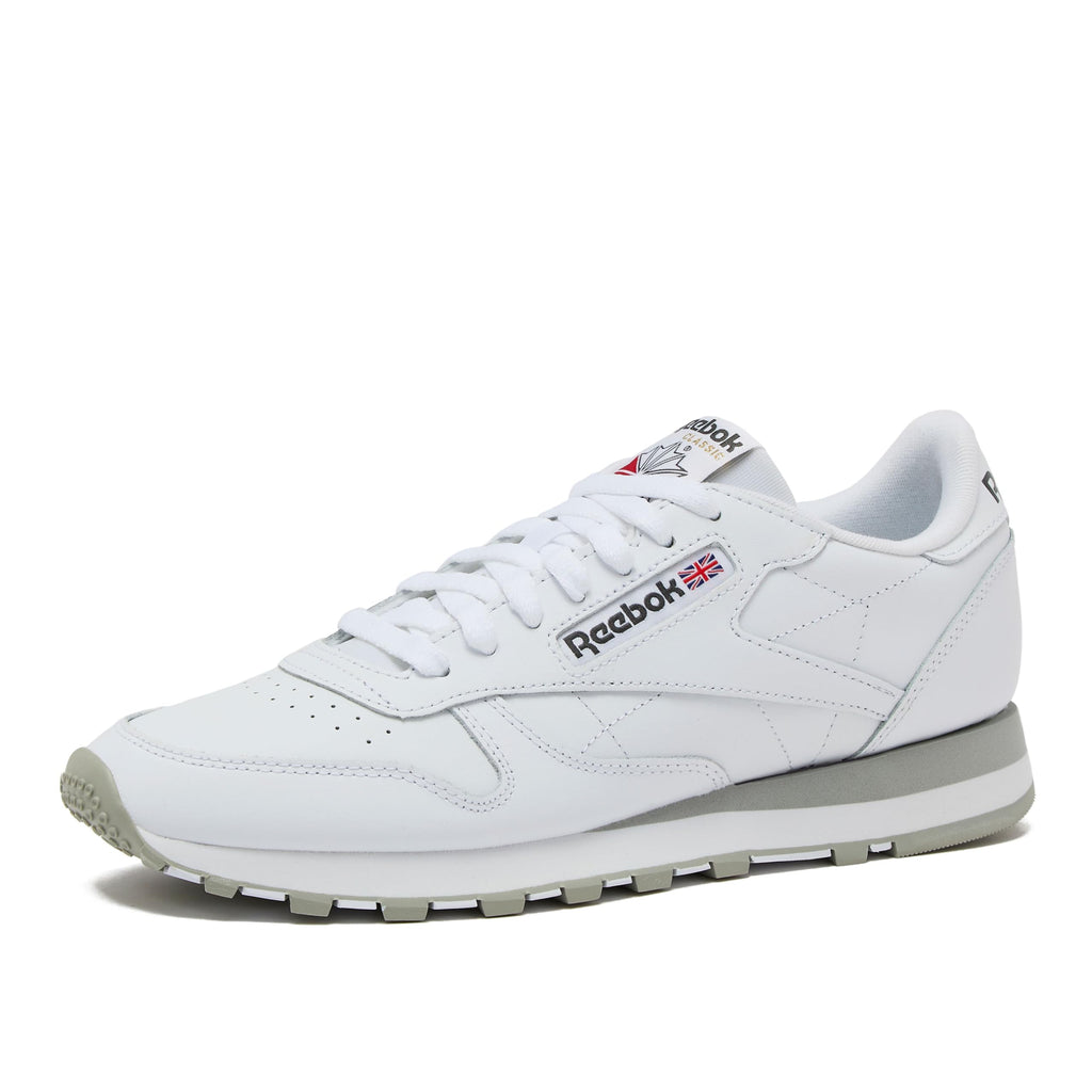 Reebok Classic Leather Sneakers for Men - Black or White Tennis Mens Shoes, Footwear White/Pure Grey3/Pure Grey, 11