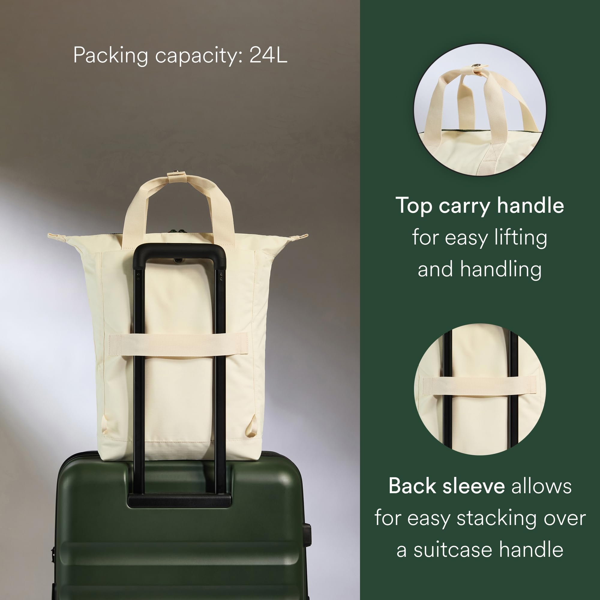 ANTLER - Essential Tote Backpack, Rucksack with Laptop Pocket, Suitcase Sleeve, Durable for Travel, Work, Gym Bag for Men & Women - Cream Stone