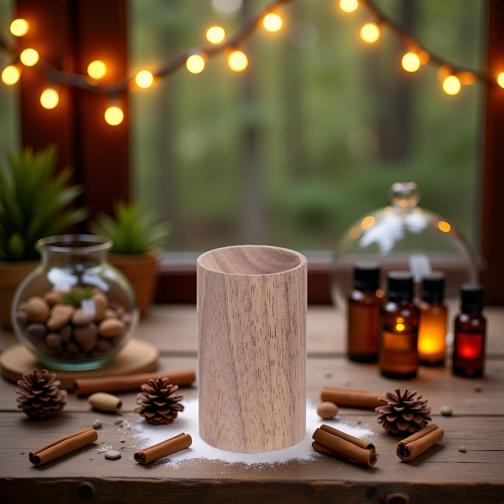 Brown Walnut Wood Essential Oil Diffuser,Wooden Aromatherapy Round Office Home Car Diffuser,Small Wooden Diffuser for Essential Oils Aromatherapy Diffusers Health and Household Interior Accessories