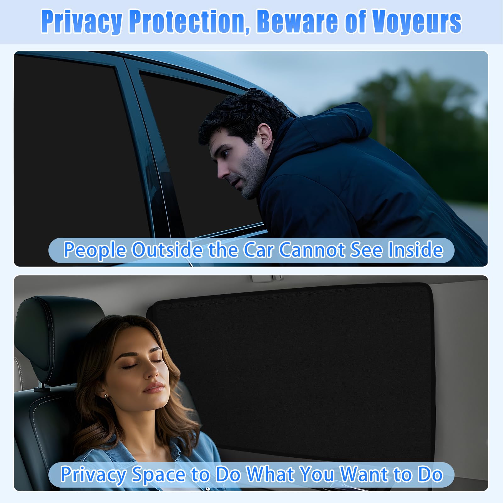ZATOOTO Suede Car Window Shades 4PCS - Car Window Covers for Ultimate Privacy, UV Protection, and Heat Insulation, Side Window Sun Shade Perfect for Camping, Travel, Baby Safety, and Daily Use