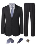 Men’s Slim Fit 2 Piece Suit Set, Stretch & Machine Washable, Single Breasted Business Formal Suit for Office & Wedding Guest