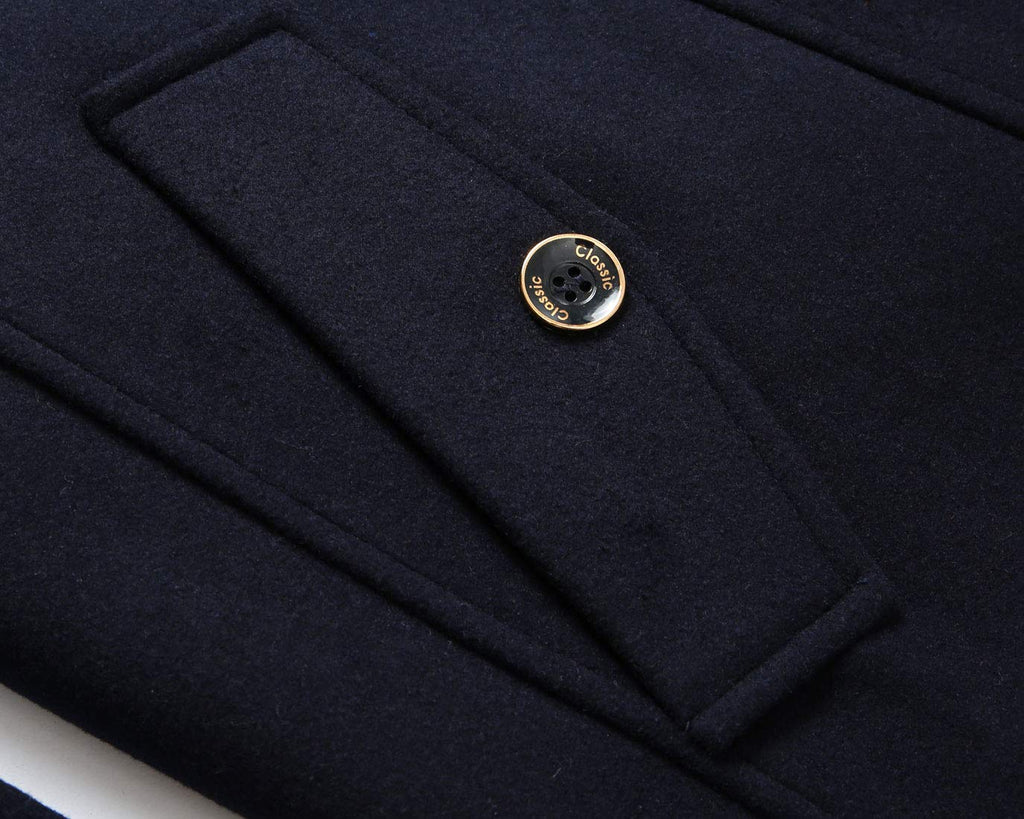 CHARTOU Men's Stylish Scarf Single breasted Wool Walker Coat Thick Winter Jacket-6 Colors (Navy Blue, Medium)