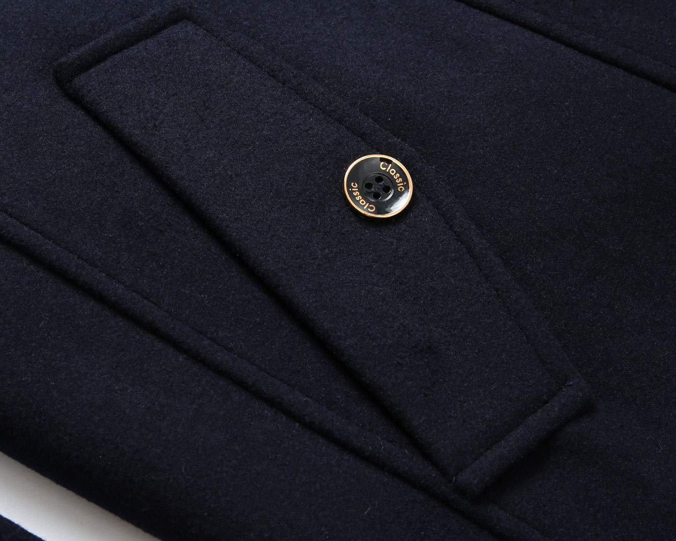 CHARTOU Men's Stylish Scarf Single breasted Wool Walker Coat Thick Winter Jacket-6 Colors (Navy Blue, Medium)