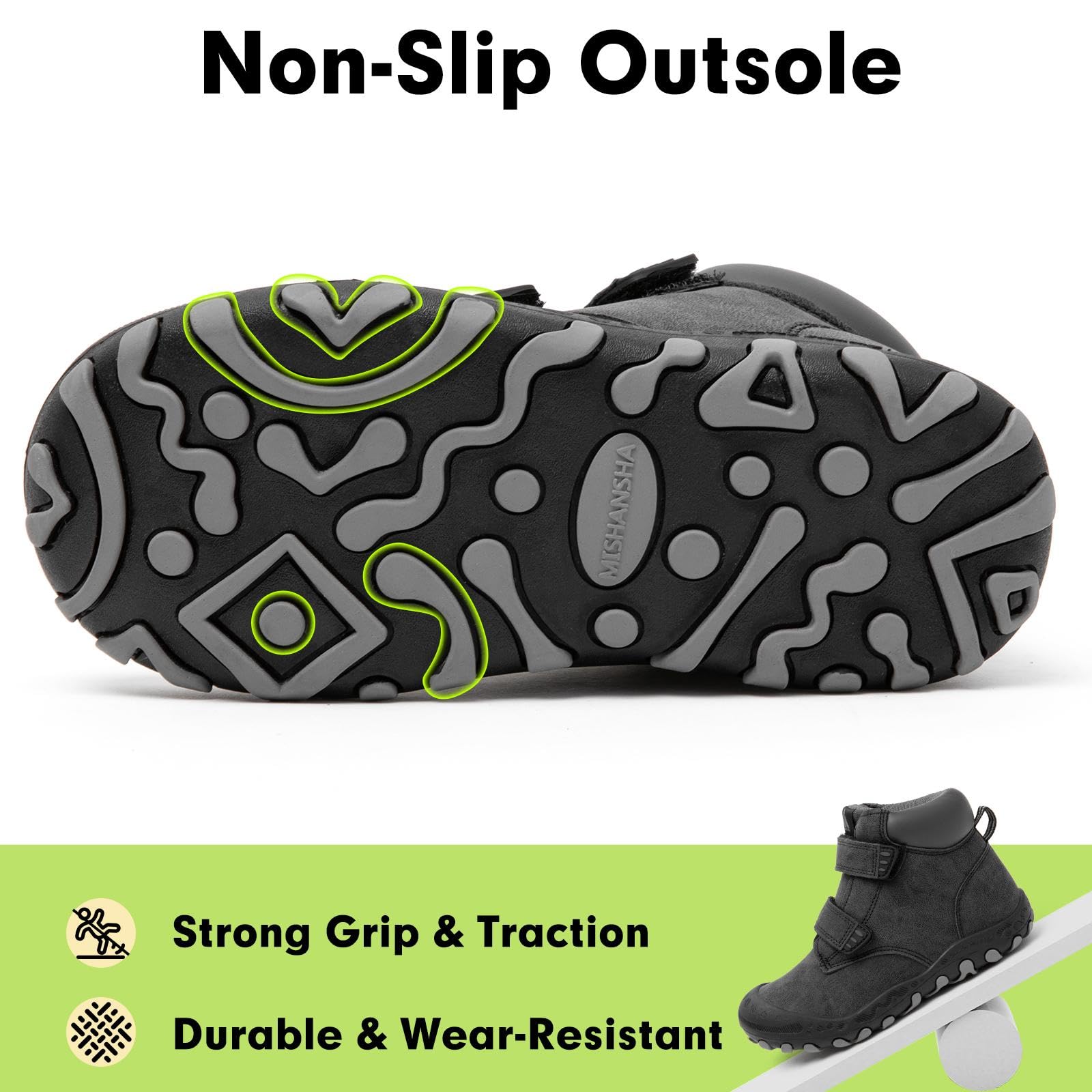Mishansha Unisex-Child Outdoor Ankle Hiking Boots Boys Girls Trekking Walking Shoes with Hook and Loop C-black 7.5 Toddler