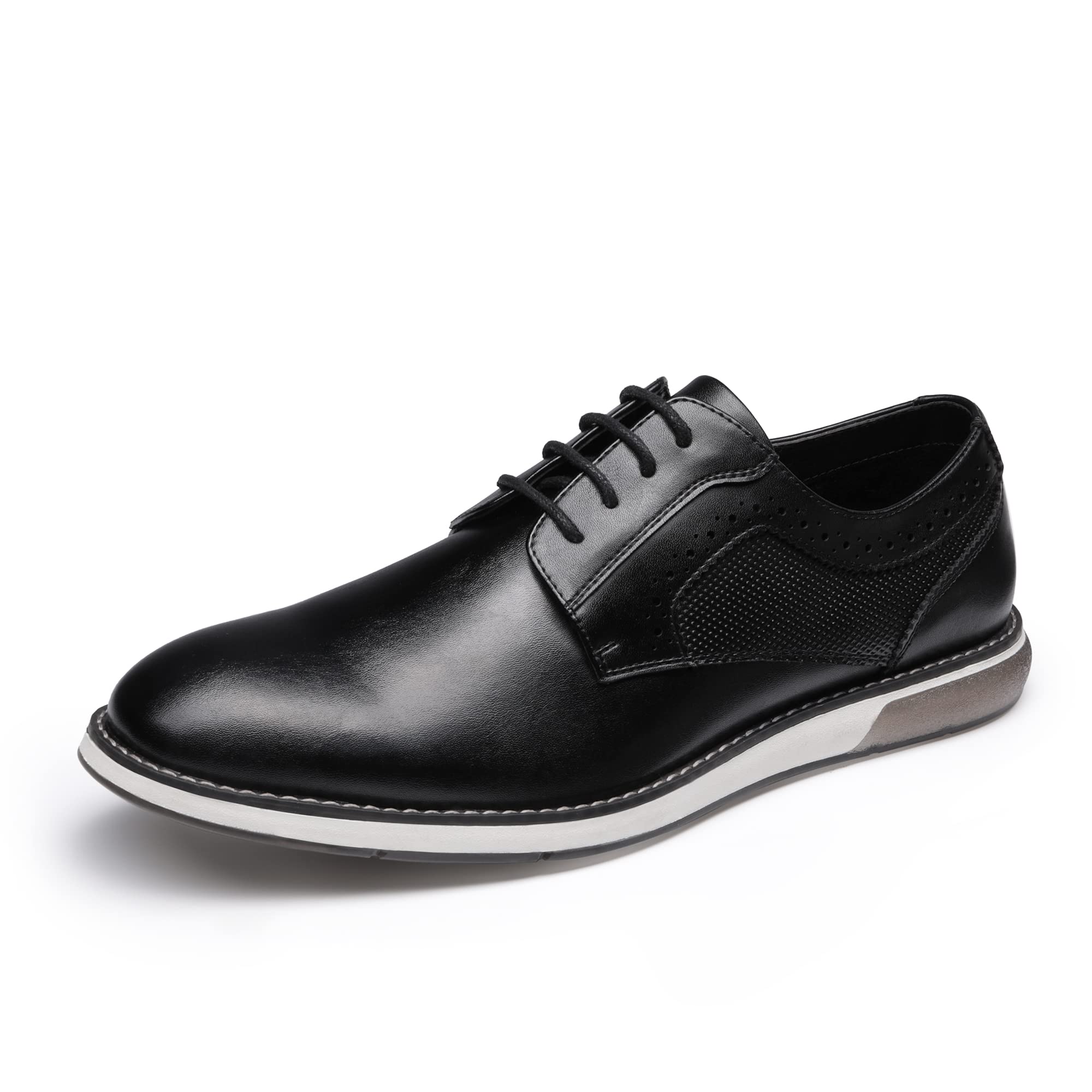 Bruno Marc Men's Casual Dress Sneaker Shoes, Business Formal Derby Plain Toe Oxfords Crossflex GentEdge,Size 13,Black,SBOX223M