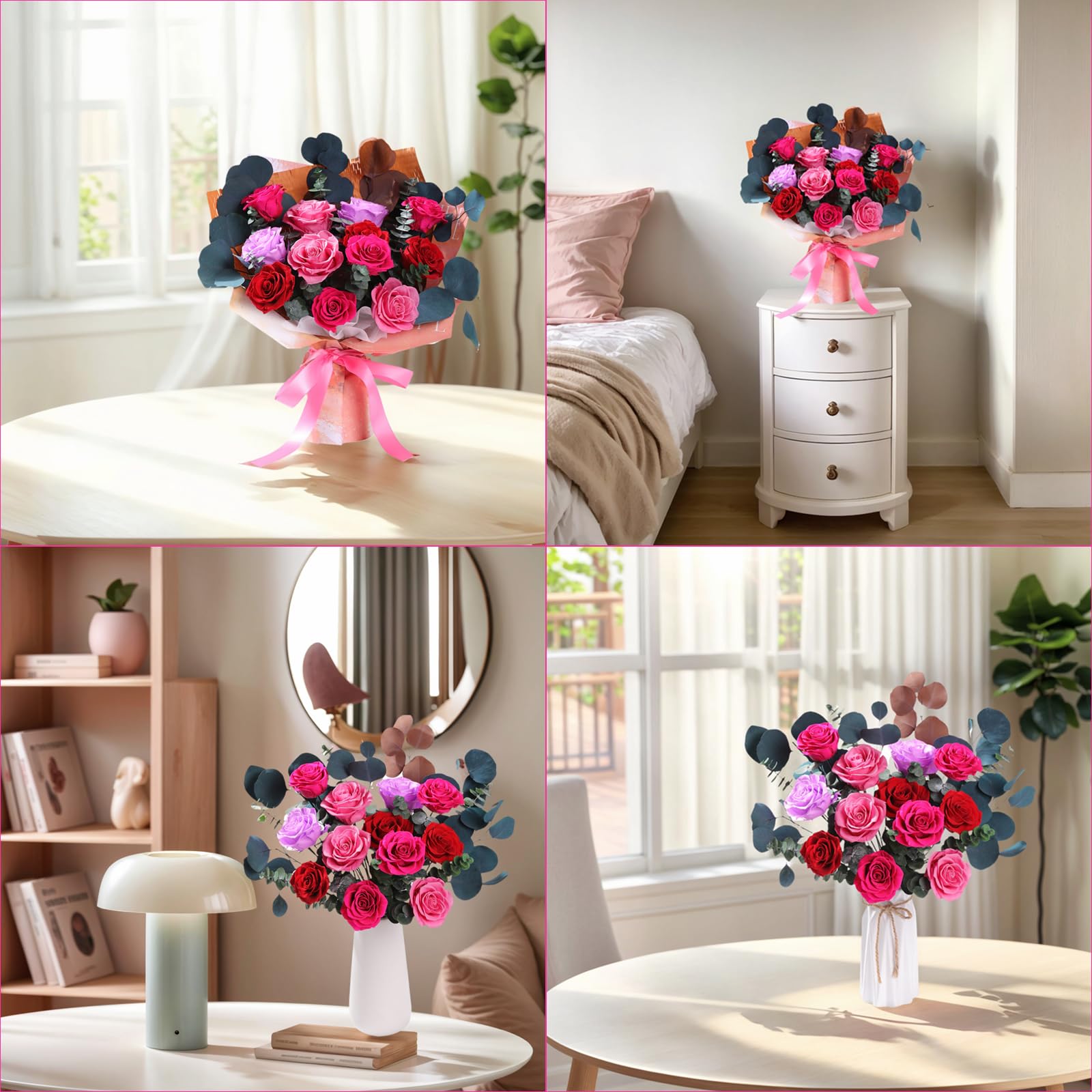 Lovenfold Flowers for Delivery Birthday Flowers Gift for Her,Preserved Flowers Bouquet 12 Roses Mixed Bouquet,Rose Gifts for Women Mom Grandma(Mixed 12 Reddish-A Roses)