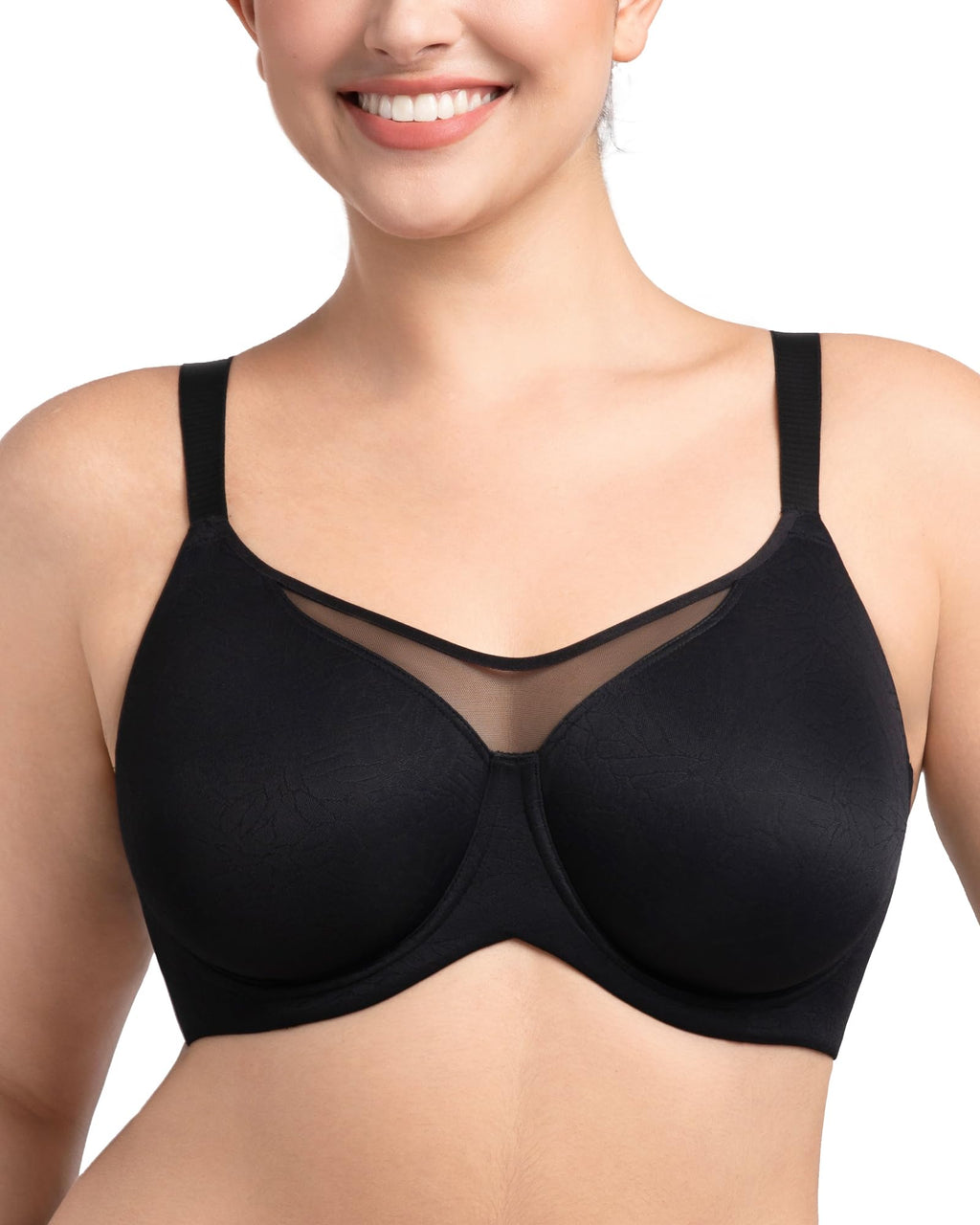 HSIA Minimizer Bras for Women Plus Size, Full Coverage Coolcomfort T Shirt Unlined Bra with Underwire for Heavy Breast, Black with Floral Print 40G