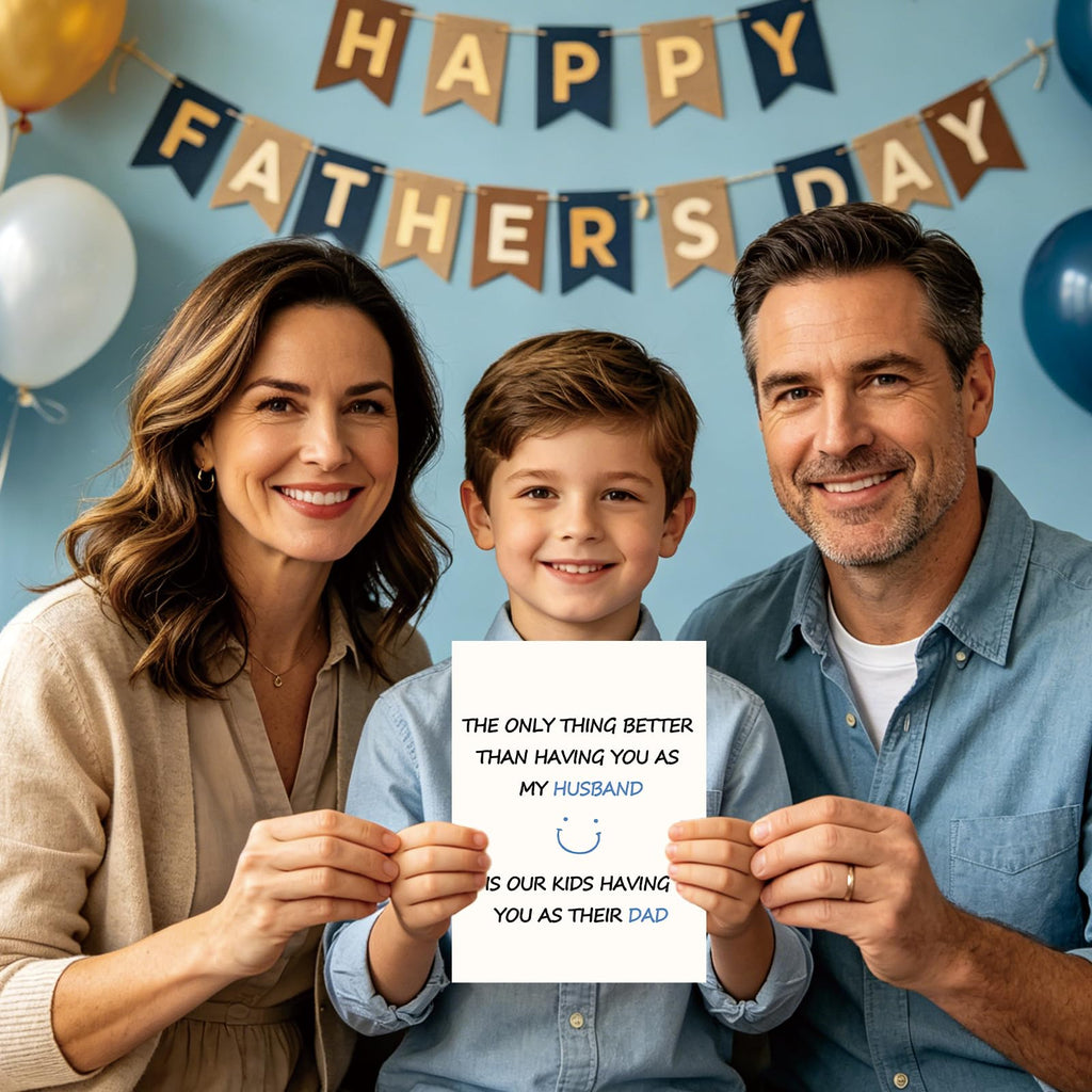 OJsensai Father's Day Card Gifts for Husband from Wife, Husband and Father Appreciation Card from Kids Family, Sweet Family Love Fathers Day Gift Idea