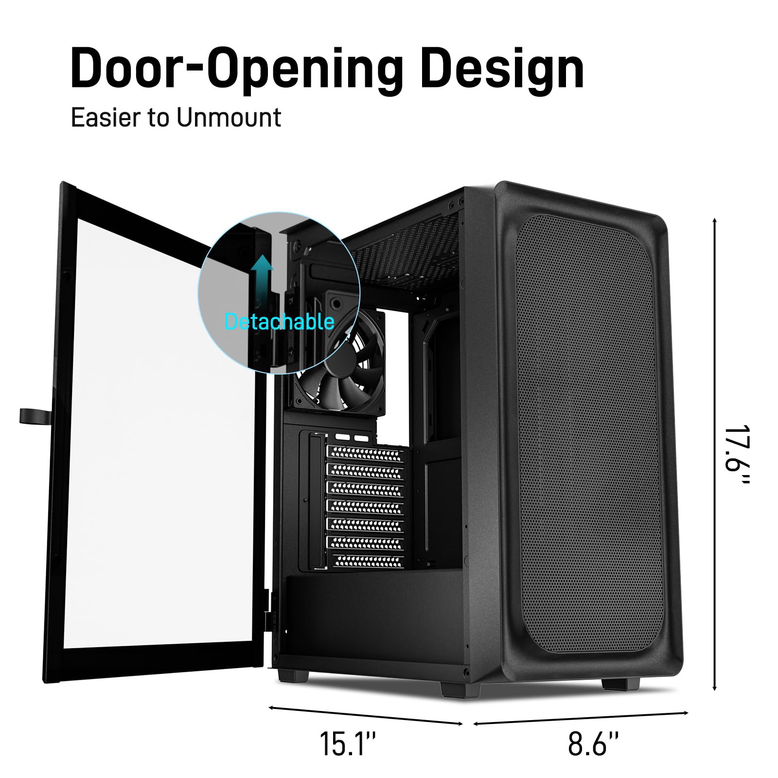 DARKROCK EC2 Black ATX Mid Tower PC Case, Type-C Ready, Supports 50 Series Graphics Cards, Tempered Glass Side Panel, up to 8 x 120mm Cooling Fans & 1 x 360mm Radiator, 1 x Pre-Installed Fan