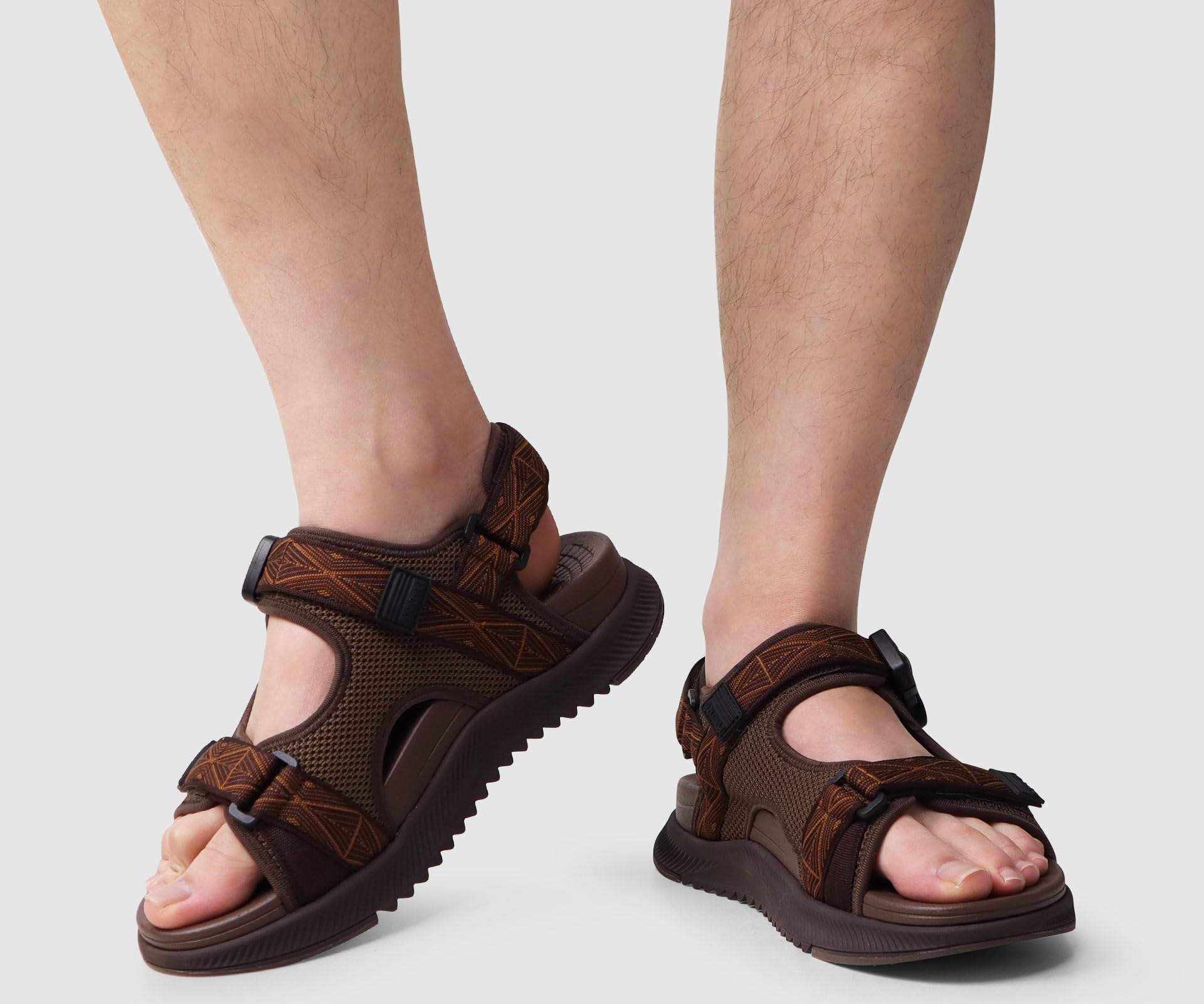ONCAI Men's Hiking Sandals with Arch Support Mesh Athletic Walking Sandalias Summer Outdoor Cushion Thick Rubber Soles and Recovery Sports Fisherman Sandals Brown Size 10
