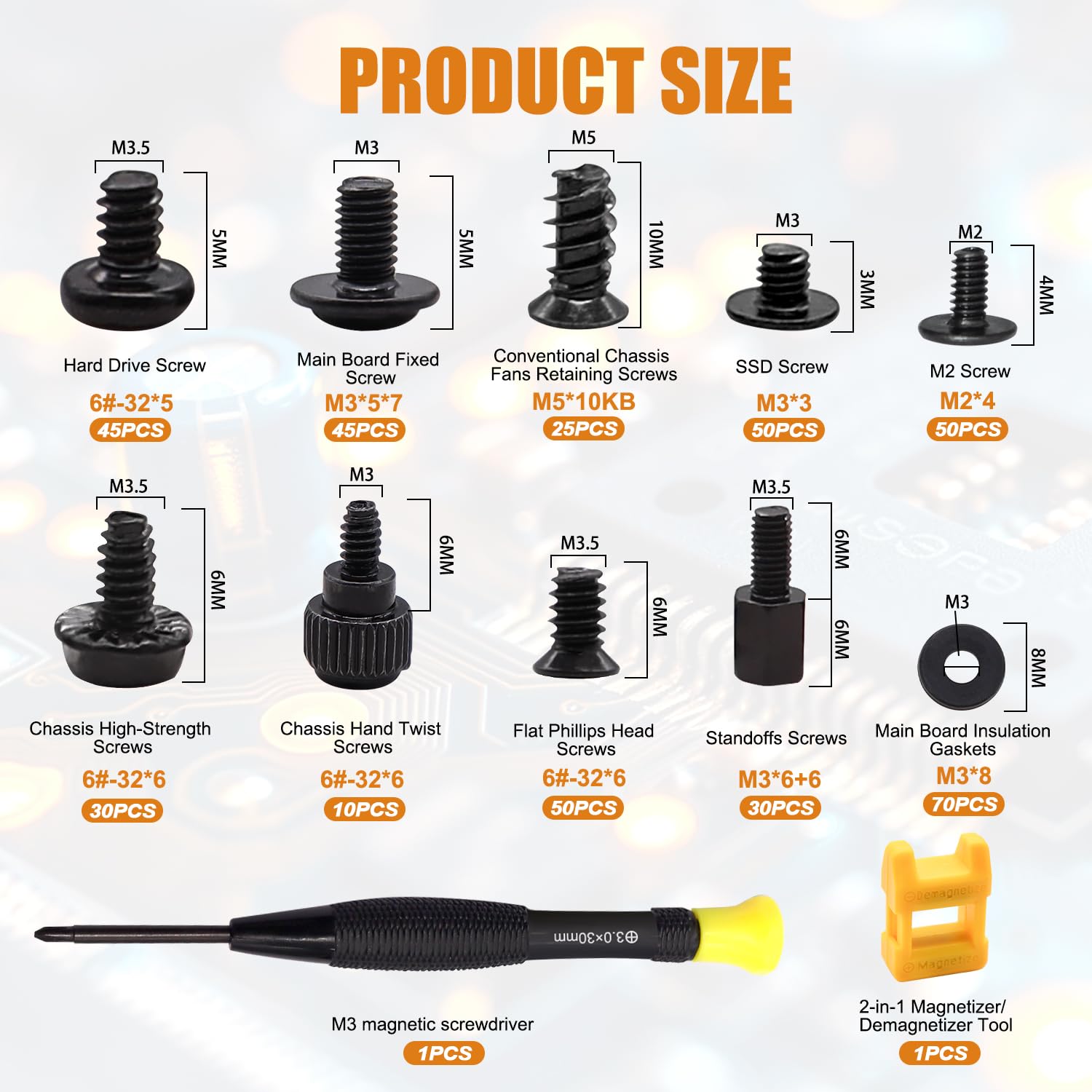 mankk 400PCS Computer Screws Motherboard Standoffs, PC Case, Fan, SSD, CD-ROM Screws for DIY PC Installation and Repair