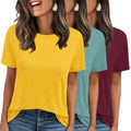 LOOKFACE 3 Pack Womens Basic T Shirts Summer Tops 2026 Short Sleeve Tees Comfy Casual Vacation Clothes