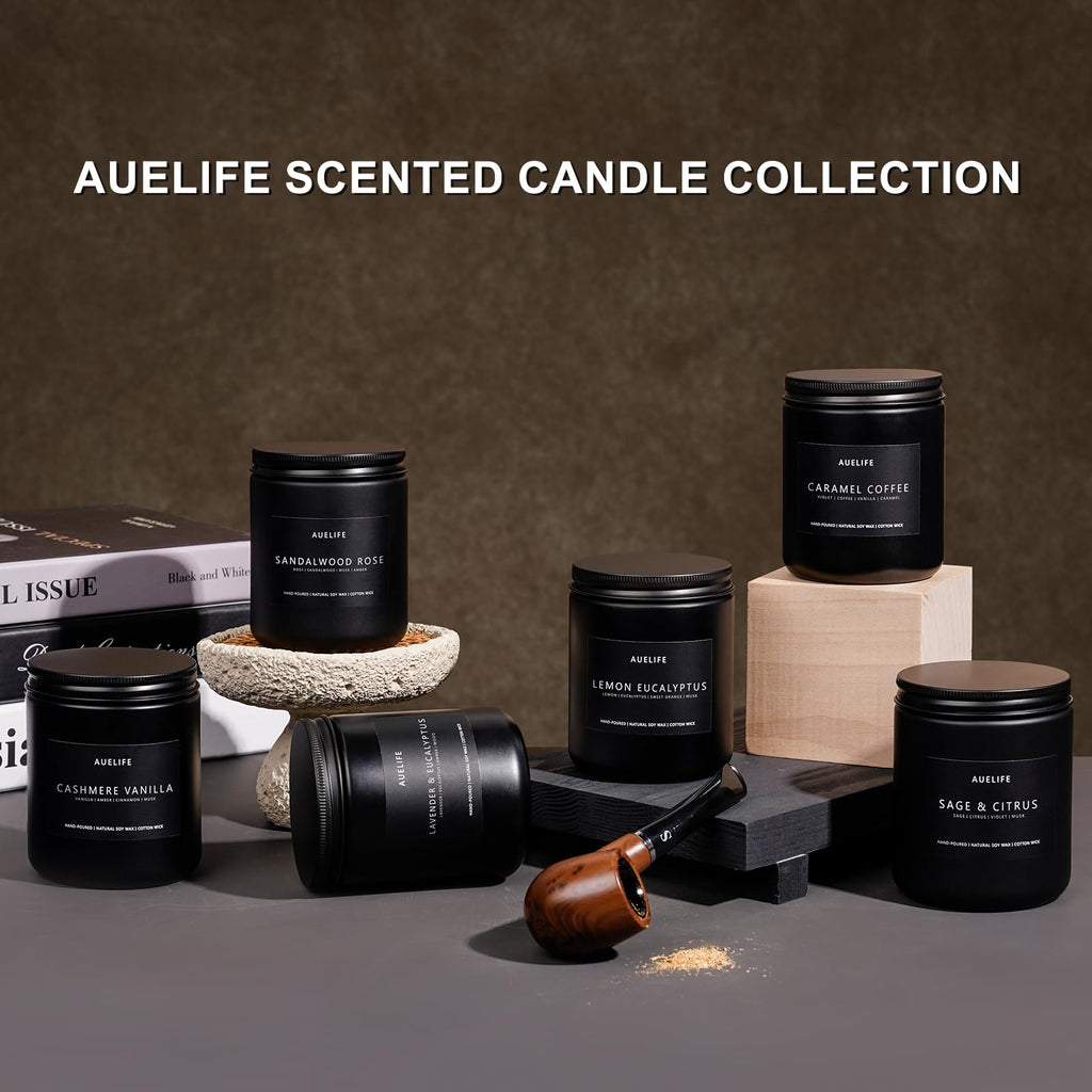 Scented Candles Set | Men Candle Set, Scented Candles for Home, Gifts for Men Aromatherapy Gift Set - 4 Pack Manly Gifts for Dad Fathers Day, Soy Candle of Leather/Smoke & Vanilla/Oak/Lavender