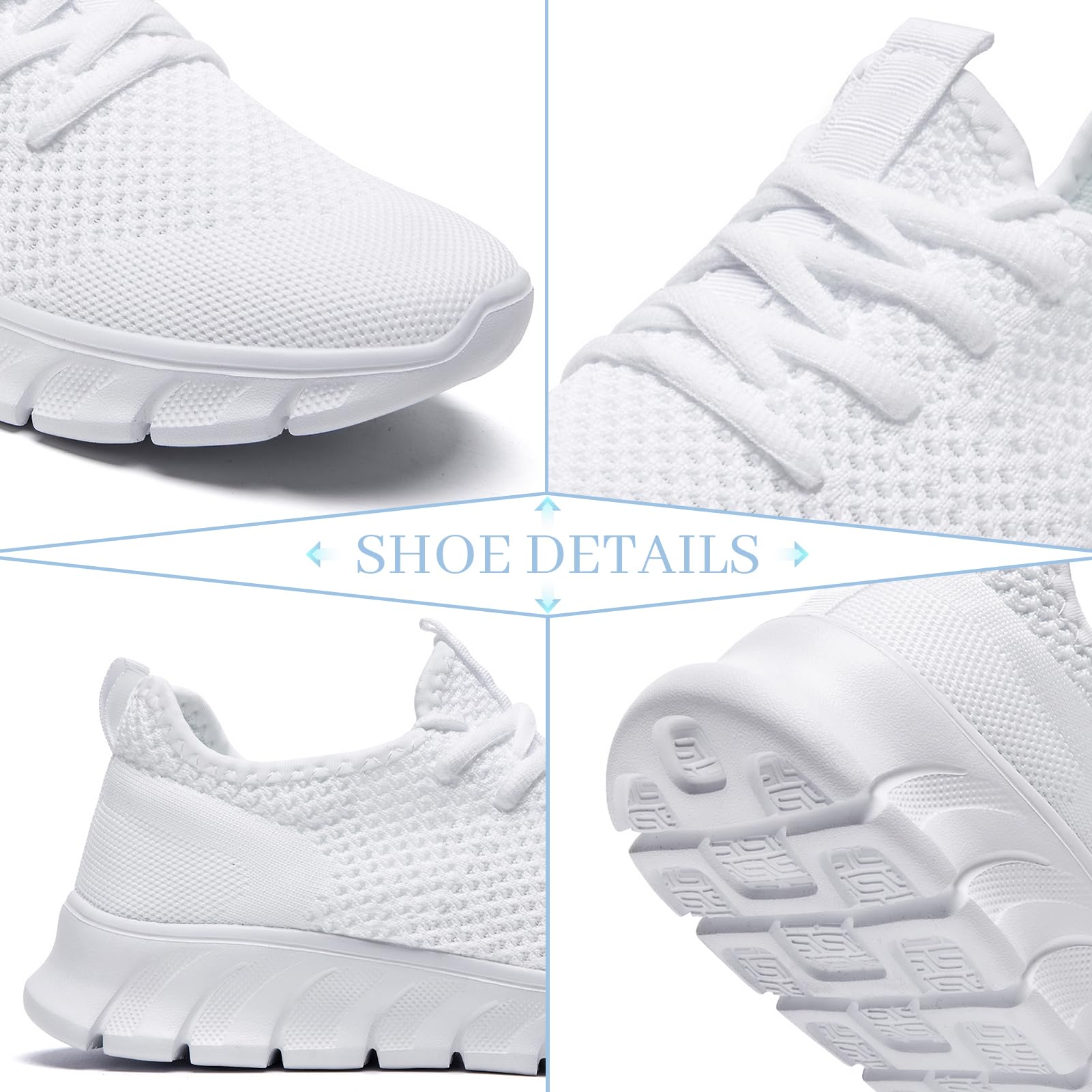 RJYWGS White Sneakers for Women Men Tennis Shoes Running Gym Sneaker Slip On Walking Lightweight Athletic Workout Fashion Sports Shoes White Size Women 8/ Men 6.5