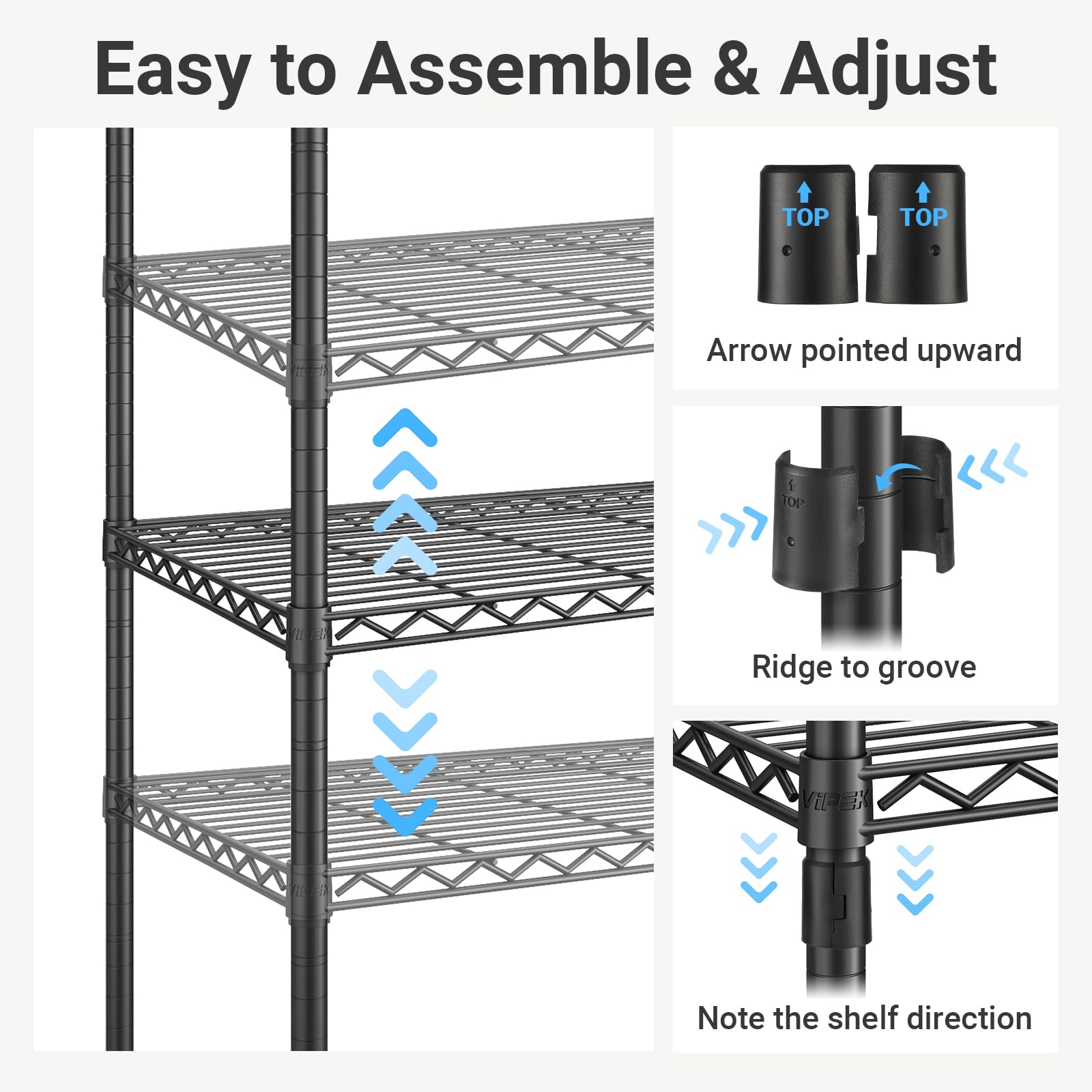 VIPEK V40 Wire Garment Rack Heavy Duty Clothes Rack for Hanging Clothes, Multi-Functional Bedroom Clothing Rack Freestanding Closet Wardrobe Rack, Max Load 1110lbs, Black