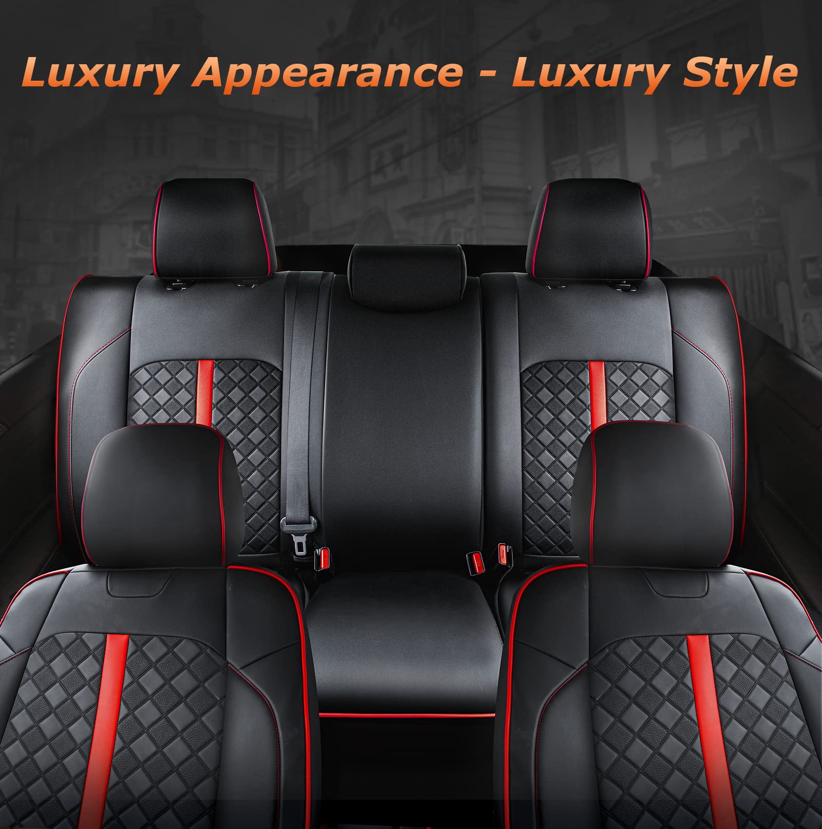 Carlimeki Leather Seat Covers Custom Fit for Tacoma Gen 3rd (2016-2023) Double & Crew Cab, for SR, SR5, Limited, TRD Pro, TRD Sport, TRD Off-Road, Trail Special Edition - Fully Covered
