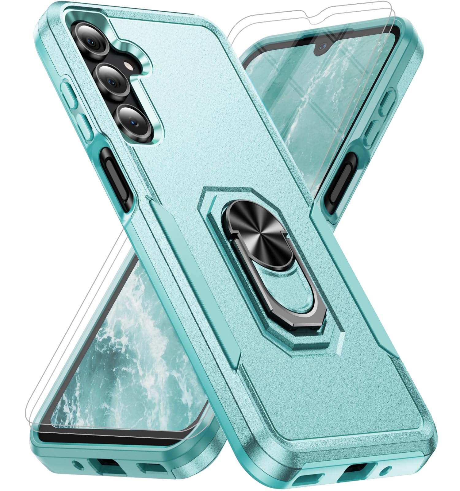 Bonkier for Samsung Galaxy A26 5G Phone Case [15 FT Military Grade Drop Protection] with 2X Tempered Glass Screen Protector, Heavy-Duty Shockproof Magnetic Kickstand Case for Galaxy A26 5G (Green)
