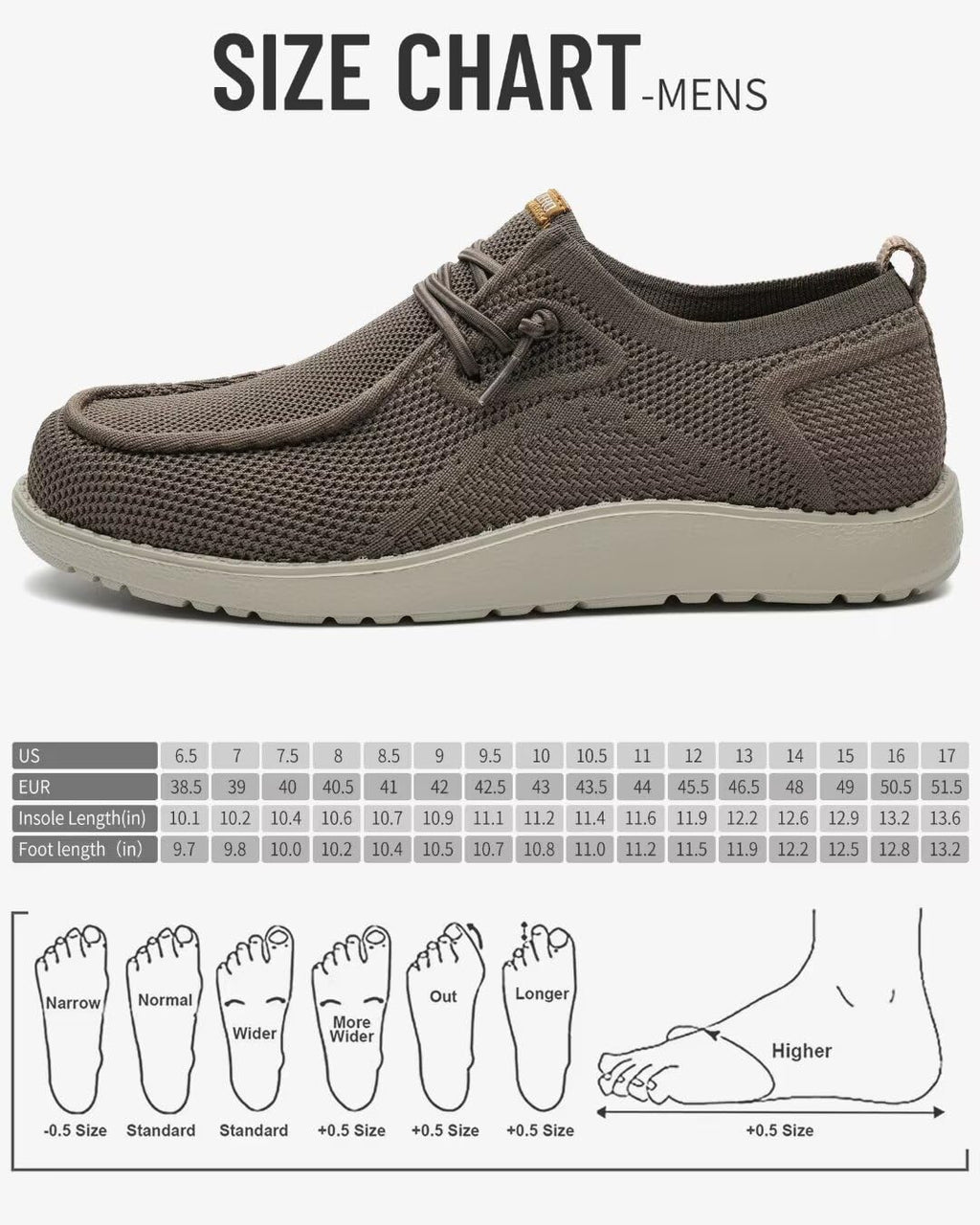 ITAZERO Extra Wide Shoes for Men 6E Comfortable Lightweight Orthopedic Loafers with Arch Support for Swollen Feet Big and Tall Shoes(Khaki 11)