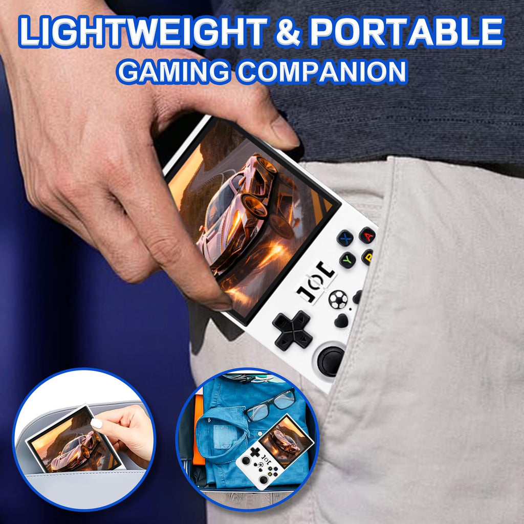 Rhesusco R36MAX Handheld Game Console - Support 22000+Classic Games,128G TF Card,Portable Console with 4.0-Inch Screen,Open Source System,4000mAh Battery,Birthday Gift for Adult or Partner - White
