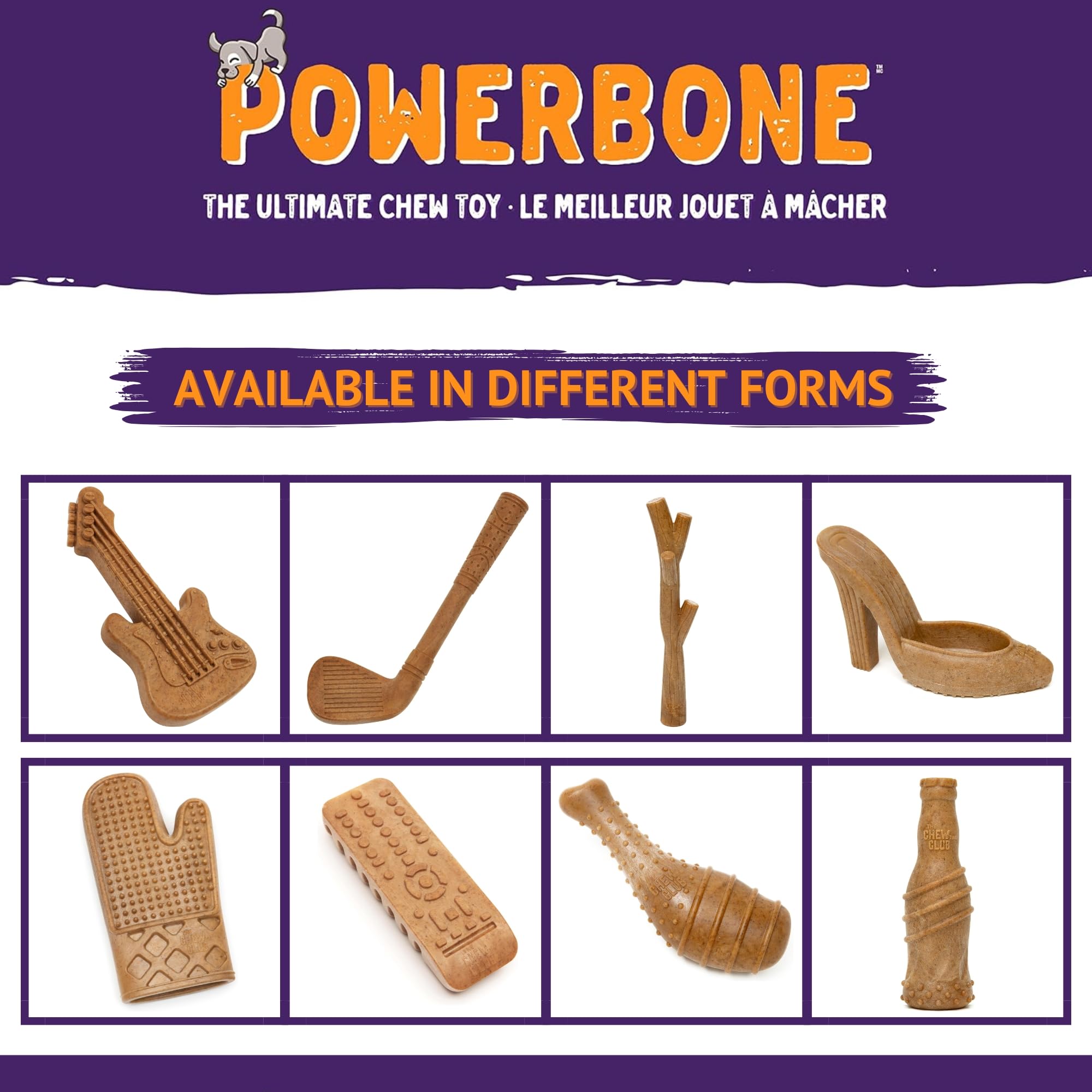 Powerbone Pet Chew Toy for Dogs - Durable, Non Toxic & Pet Safe - Best for Aggressive Chewers, Long Lasting Dental Health, Dog Teeth Cleaning, Dog Life Stages - Hockey Stick 12"