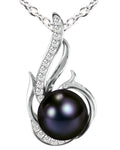 PEARLURA AAA+ 9mm Natural Black pearl necklace for women - Real pearl necklaces for women ( 925 sterling Silver)- Wedding anniversary's gift for wife - Luxury birthday gifts for woman - Birthday gift for wife