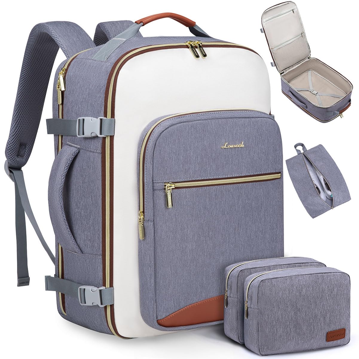LOVEVOOK 50L Travel Backpack for Women & Men, Airline Approved Carry On Luggage with 3 Packing Cubes, TSA Overnight Bags, Waterproof Personal Item Bag, Weekender Essentials Backpacks fits 17" Laptop