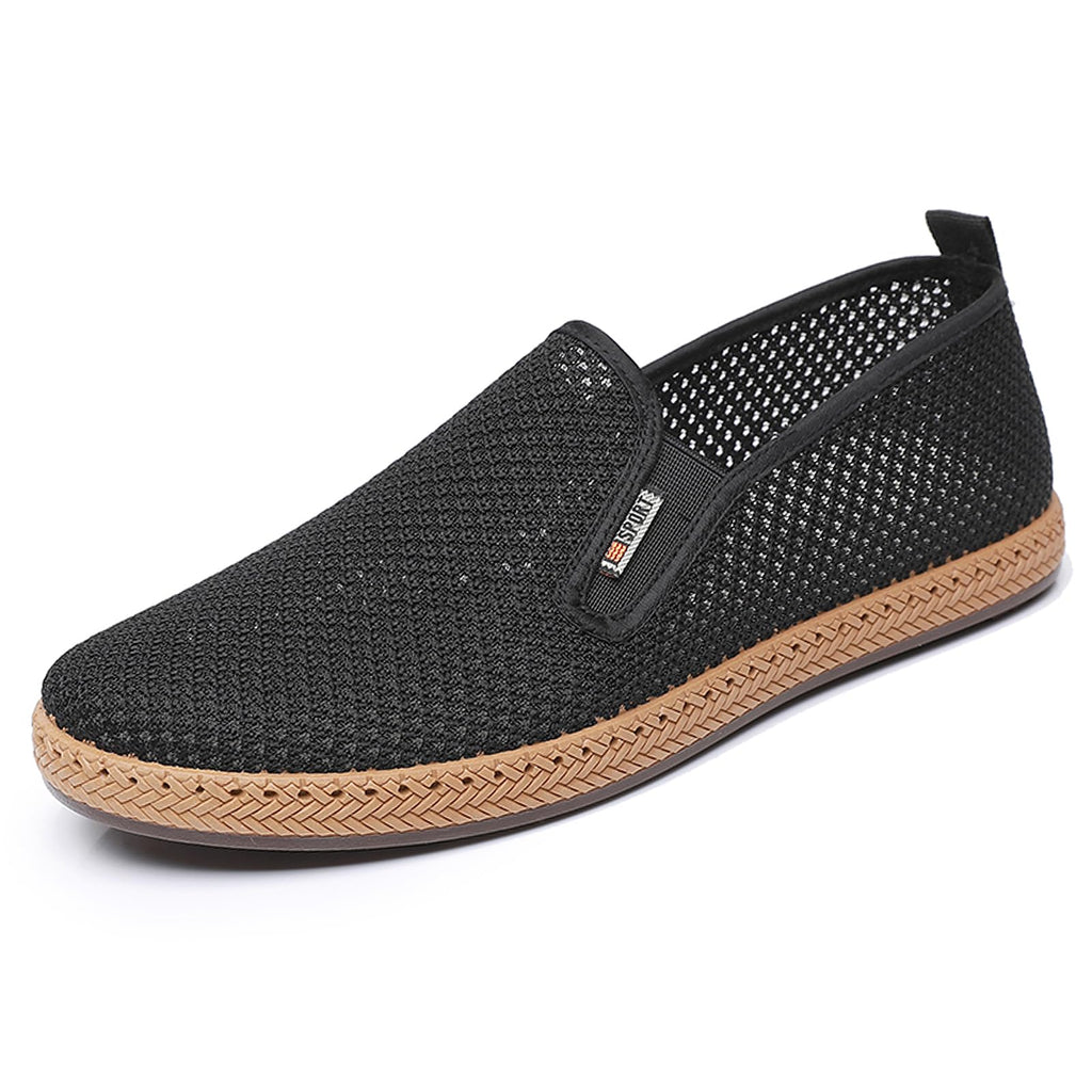 Wsvpeto Mens Slip on Canvas Loafers Casual Shoes Sneakers Comfy Walking Slipers Shoes Pain Relief for Men Black Fashion Breathable Loafers