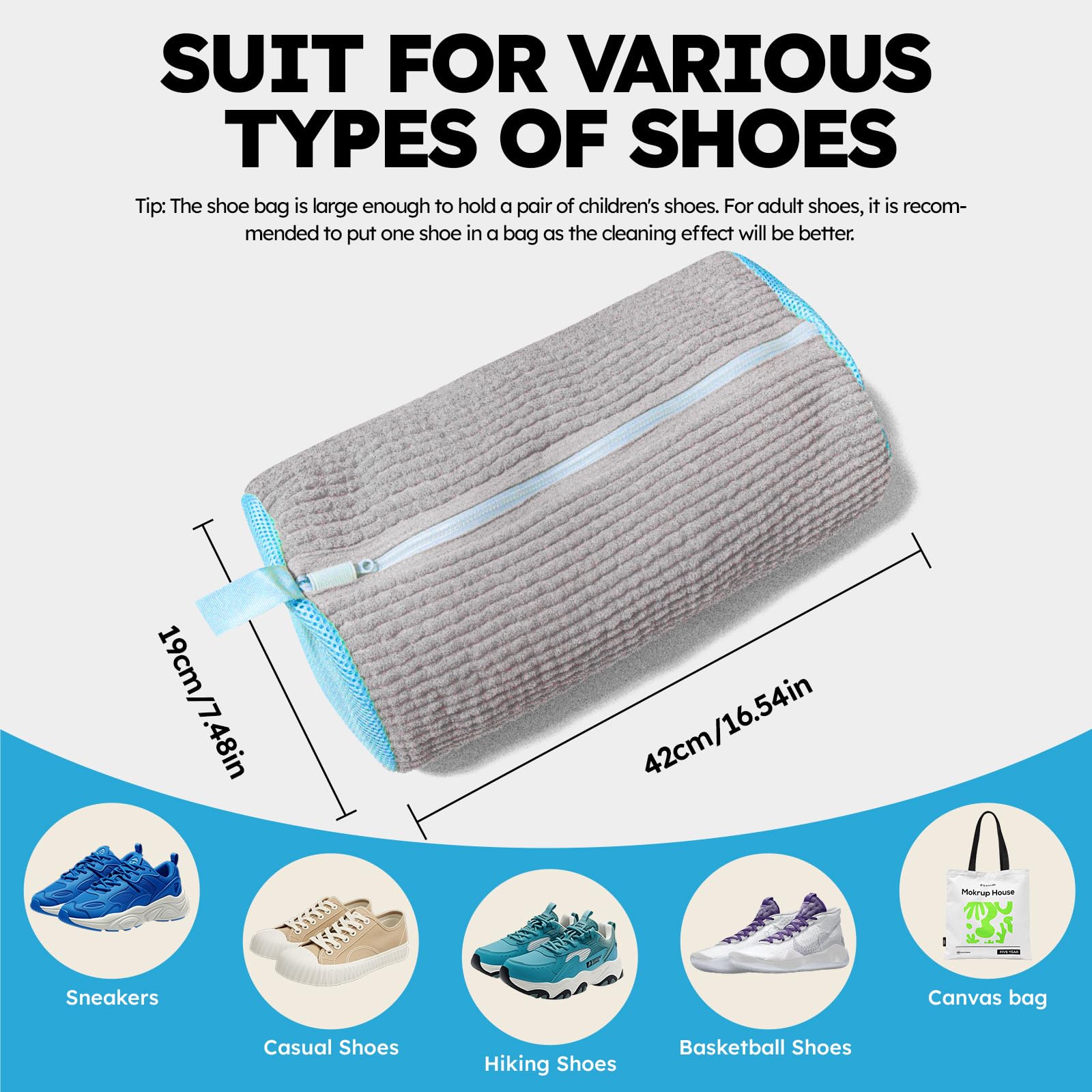 Shoe Washing Machine Bag: Shoe Washing Bag Keeps Clean - Reusable Laundry Shoe Bag for Sneaker Tennis Shoes Unstain Cleaner Kit(Grey 2 Pcs)