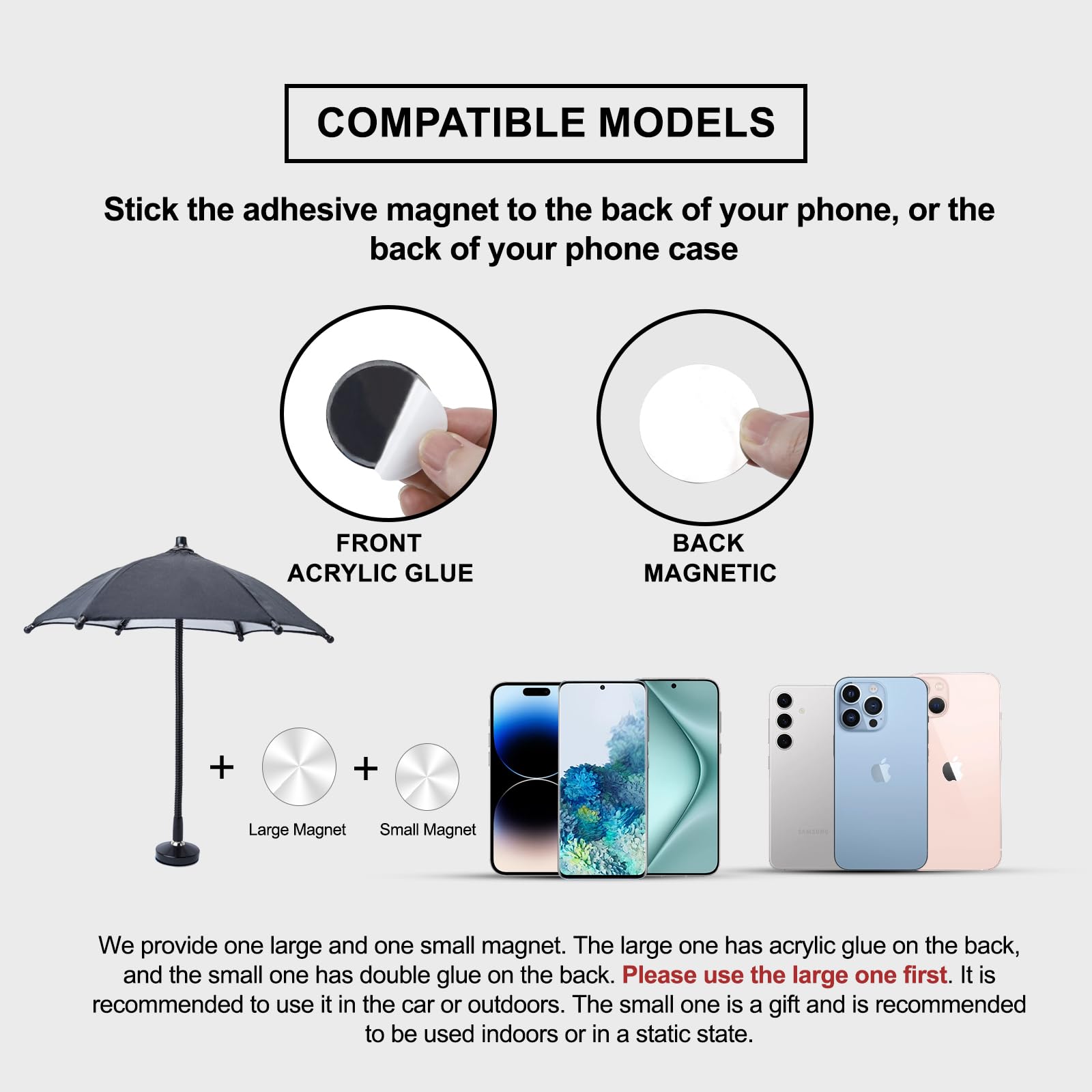 Magnetic Phone Umbrella for Sun,Outdoor Phone Sun Shade Shield with Flexible Angle Design & Rotatable Phone Ring,Umbrella for iPhone 17 Air 16 15 14 13 Pro Max Plus,Mag-Safe Case &All Phone Anti-Glare