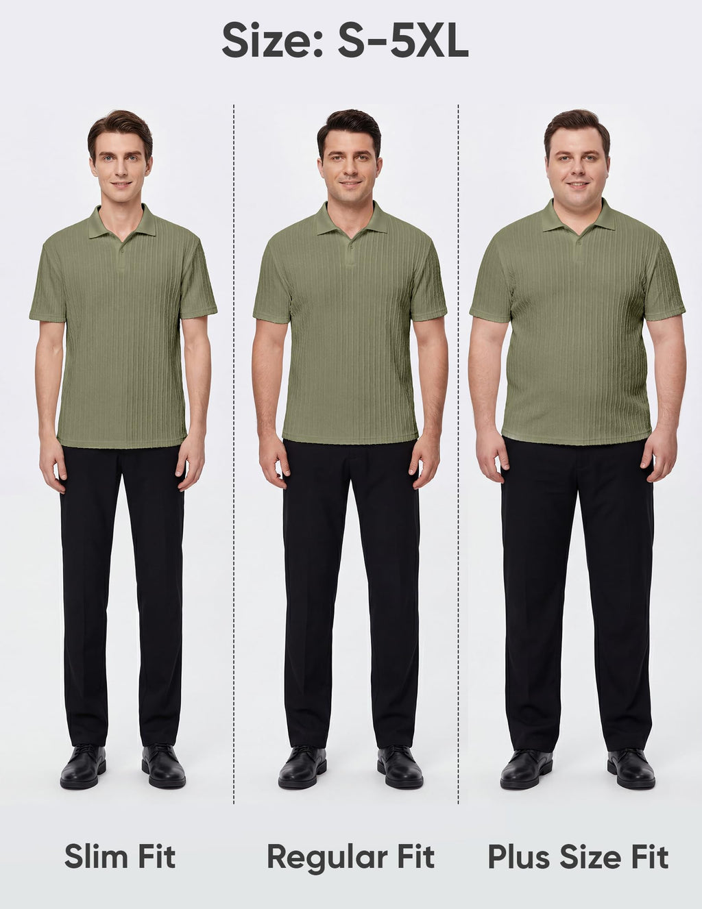 JMIERR Mens Polo Shirt Short Sleeve Casual Beach Green Button Up Vacation Spring Knit Shirt Texture, M