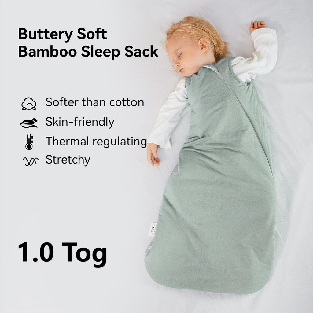 BubblePanda Rayon Made from Bamboo Sleep Sack 0-6 Months 1.0 Tog Soft Toddler Sleeping Sack 3-6 Months for Infant Newborn Babies 2-Way Zipper Baby Wearable Blanket 0-3 Months