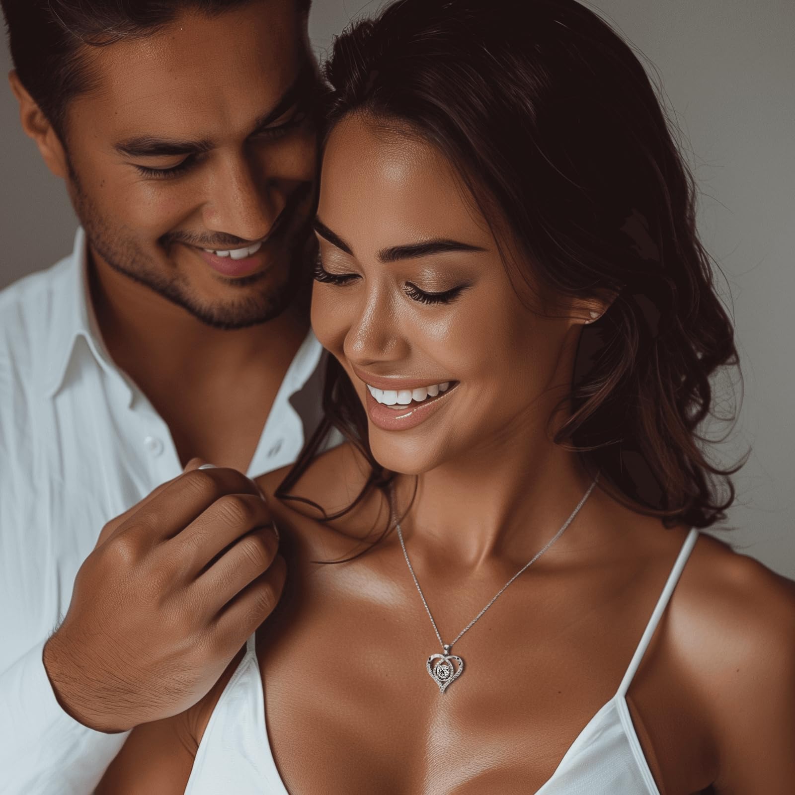 Heart Pendant Necklace for Her Moissanite Lab-Created Gem Jewelry for Women I Love You S925 Sterling Silver Gifts to Wife Girlfriend Mom Daughter Anniversary Birthday Christmas Valentines Day Classic