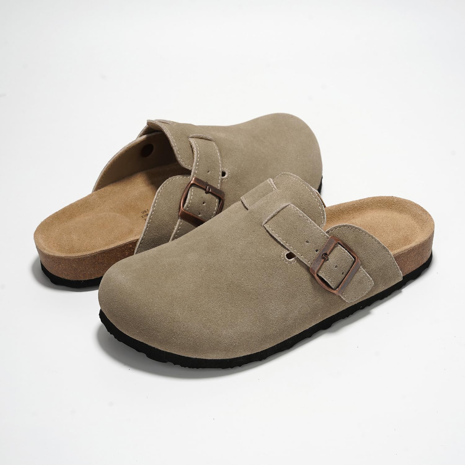 Project Cloud Genuine Leather Footbed Clogs for Women - Memory Foam Arch Support Slippers for Women - Trendy Slip-ons Women's Mules & Clogs Sandals (Benton,TaupeSuede, 5.5)