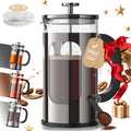 Veken French Press Coffee Maker 34oz, No Plastic Touching Cafe,Thickened Glass Stainless Steel Brewer, Cold Brew Cafetera Tea pot for Kitchen Travel Camping, Gifts, Decor, Bar Accessories, Dark Pewter