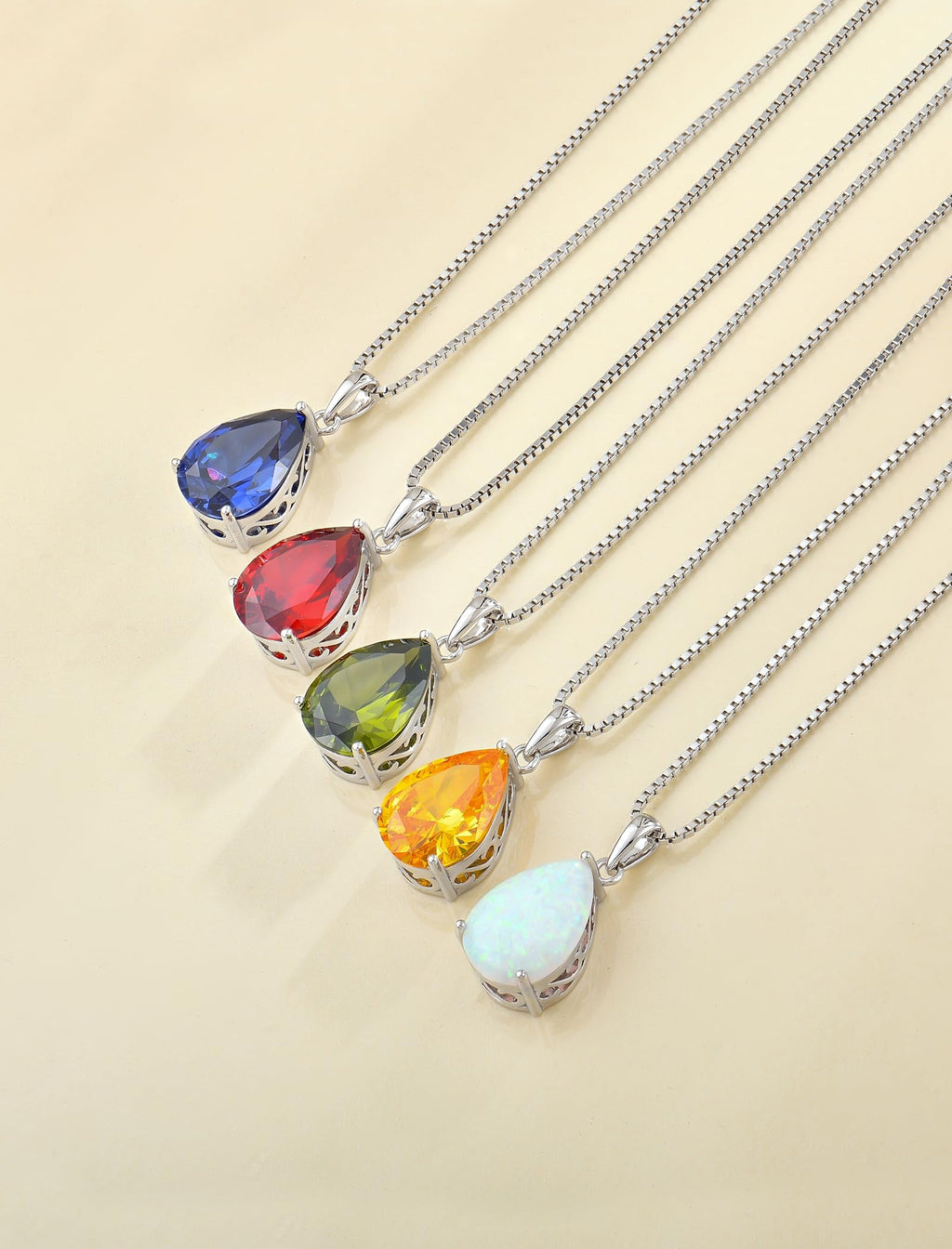 YL Teardrop Necklace 925 Sterling Silver Solitaire Pendant 10x14 MM Pear Cut Created Emerald Filigree Jewelry for Women