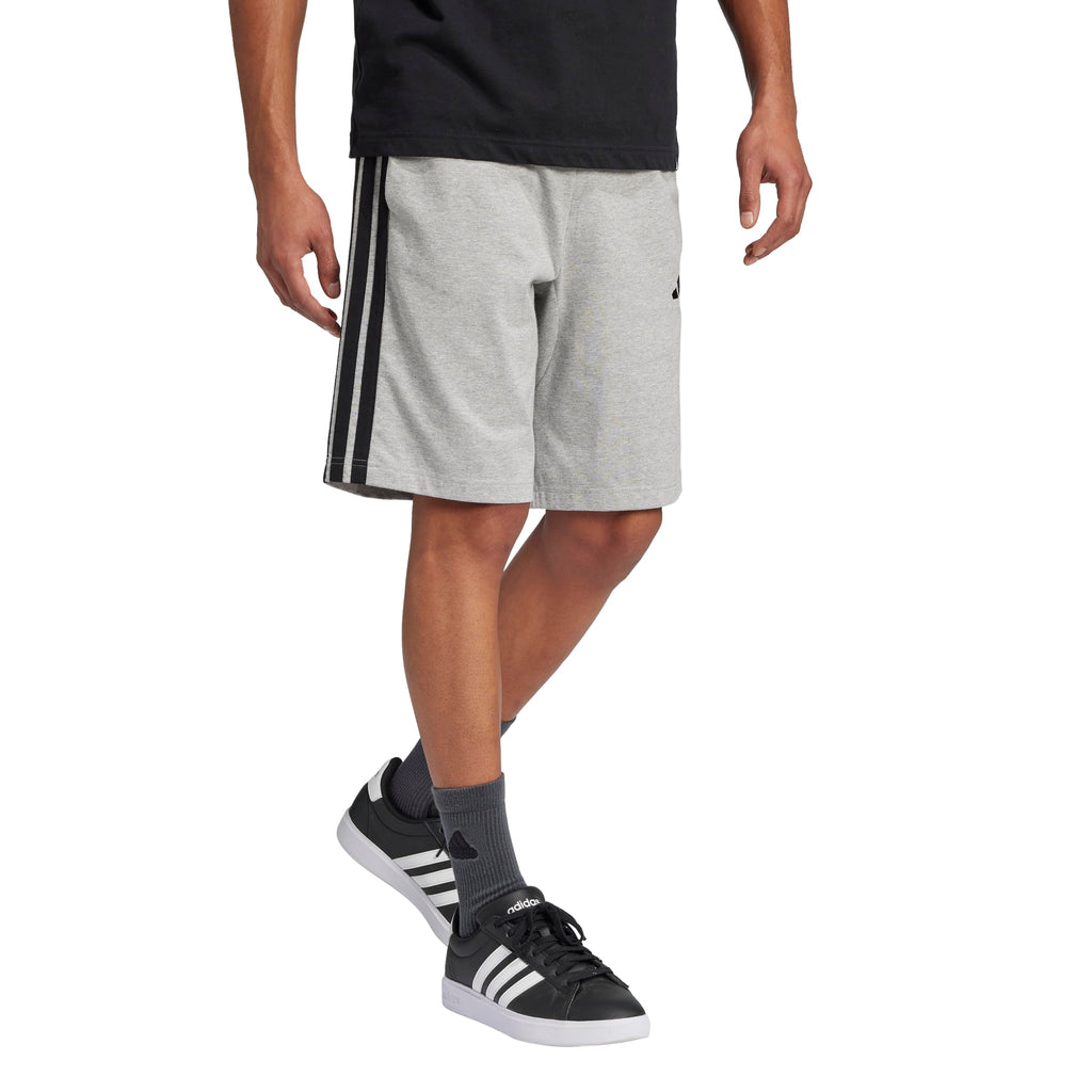 Adidas Men's Essentials 3-Stripes Single Jersey 10-Inch Sportswear Shorts, Medium Grey Heather/Black, Medium