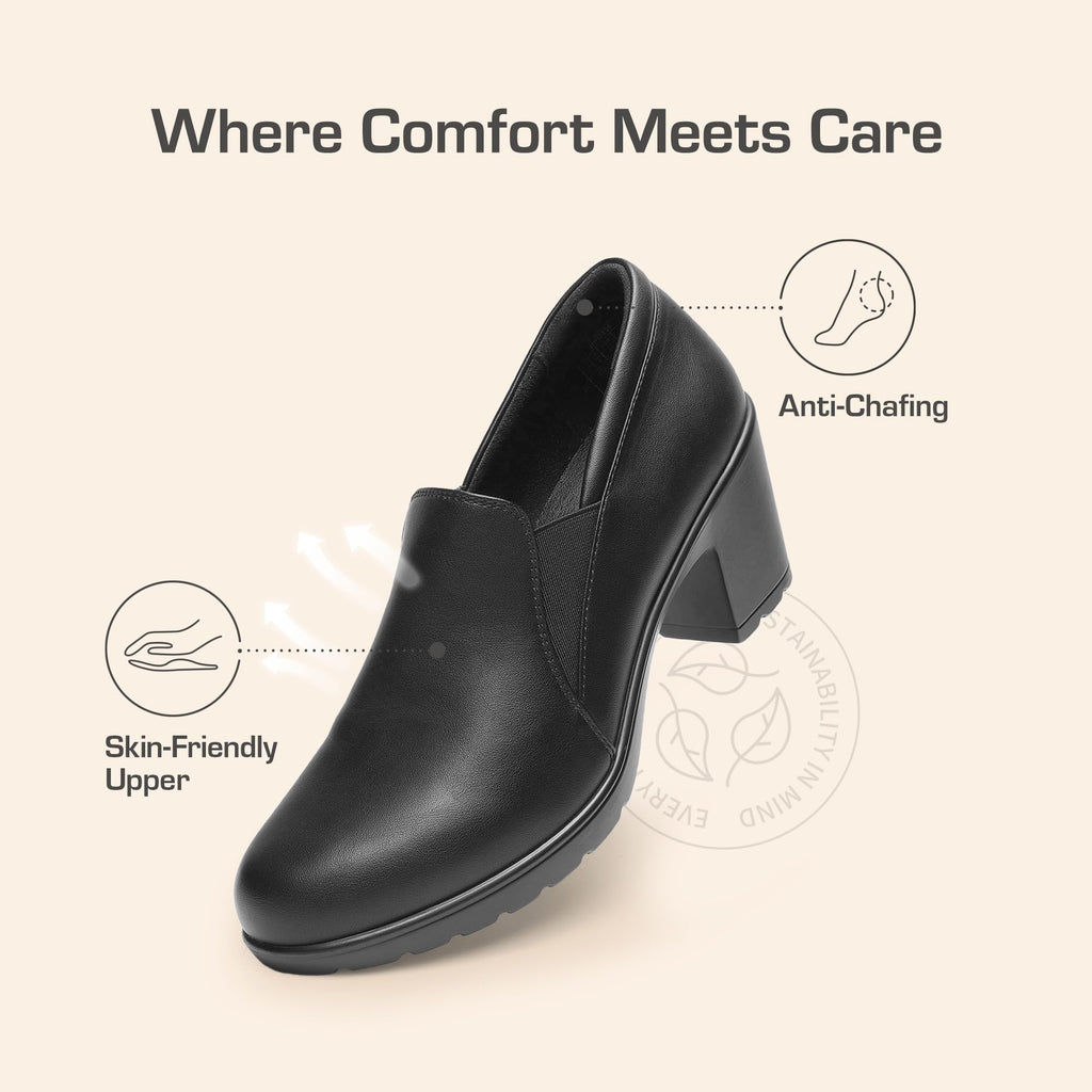 DREAM PAIRS Women's Low Chunky Block Heels Pumps Comfortable Slip-on Heeled Loafers Dress Work Shoes for Office Business,Size 9W,Black,DPU214-W