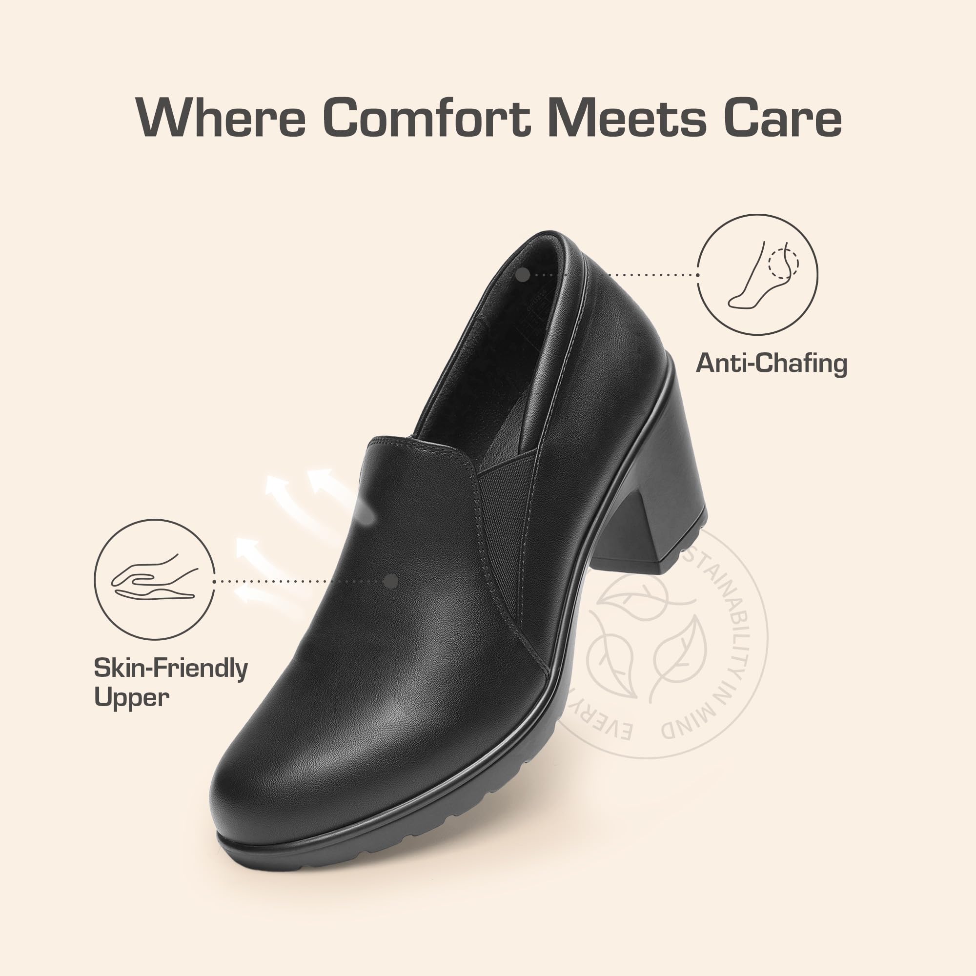 DREAM PAIRS Women's Low Chunky Block Heels Pumps Comfortable Slip-on Heeled Loafers Dress Work Shoes for Office Business LOLA,Size 8.5,Black,DPU214